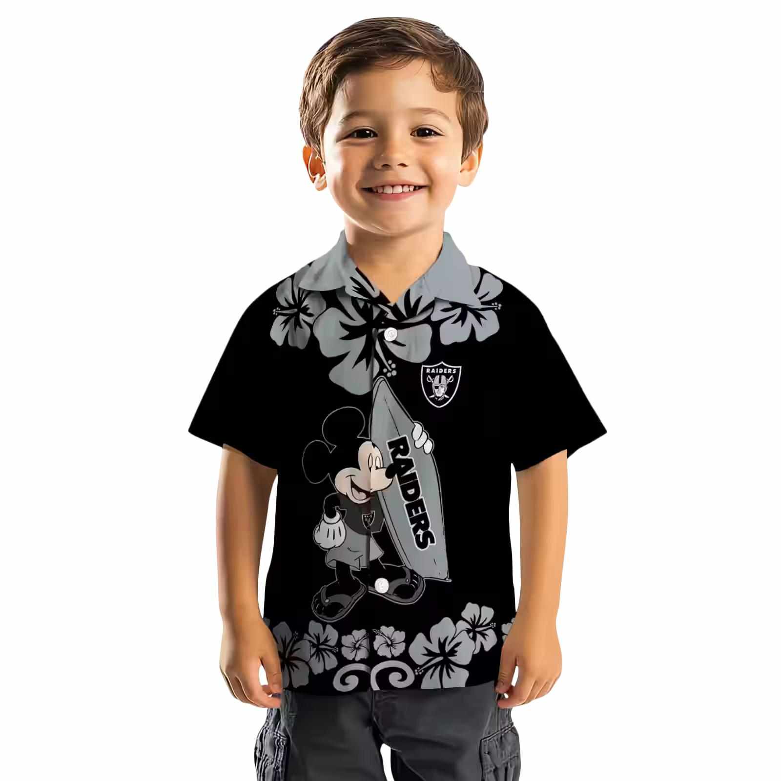 las vegas raiders surfing mickey black hawaiian shirt top rated