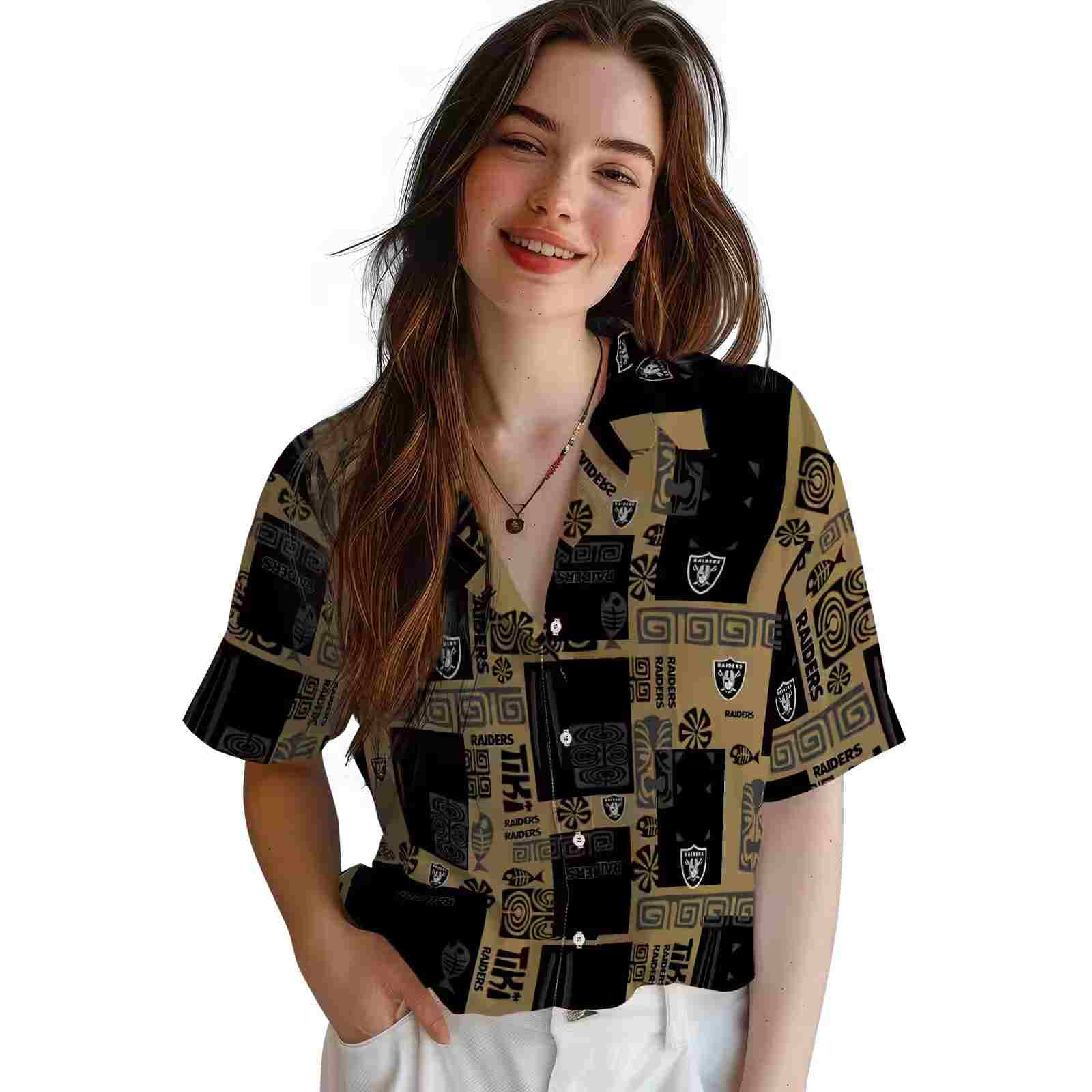 las vegas raiders tribal symbols black hawaiian shirt latest model