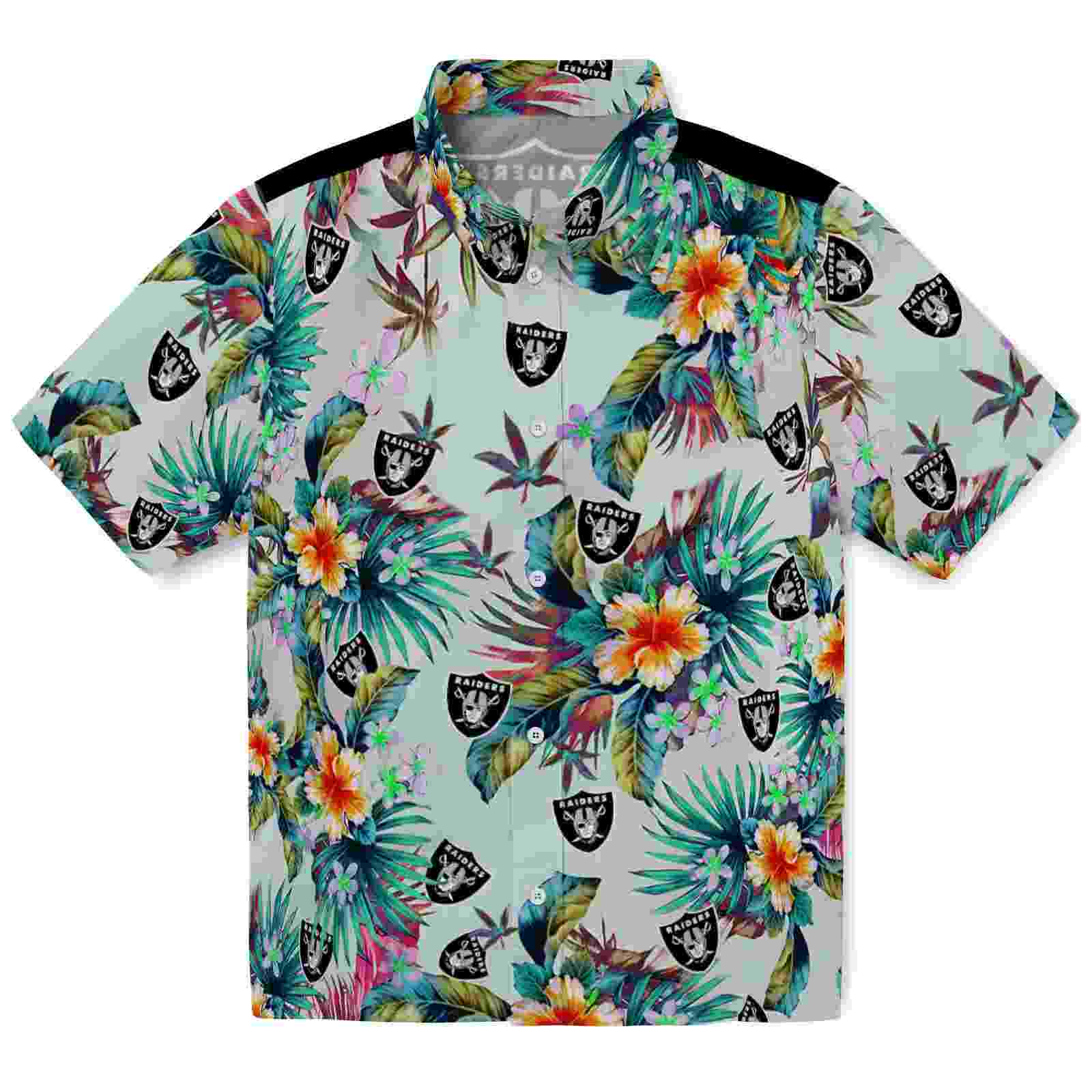 las vegas raiders tropical foliage green hawaiian shirt best selling