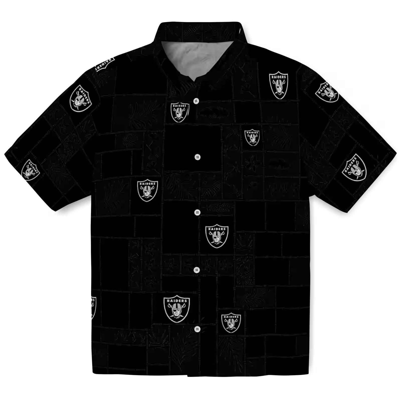 Las Vegas Raiders Tropical Patchwork Black Hawaiian Shirt