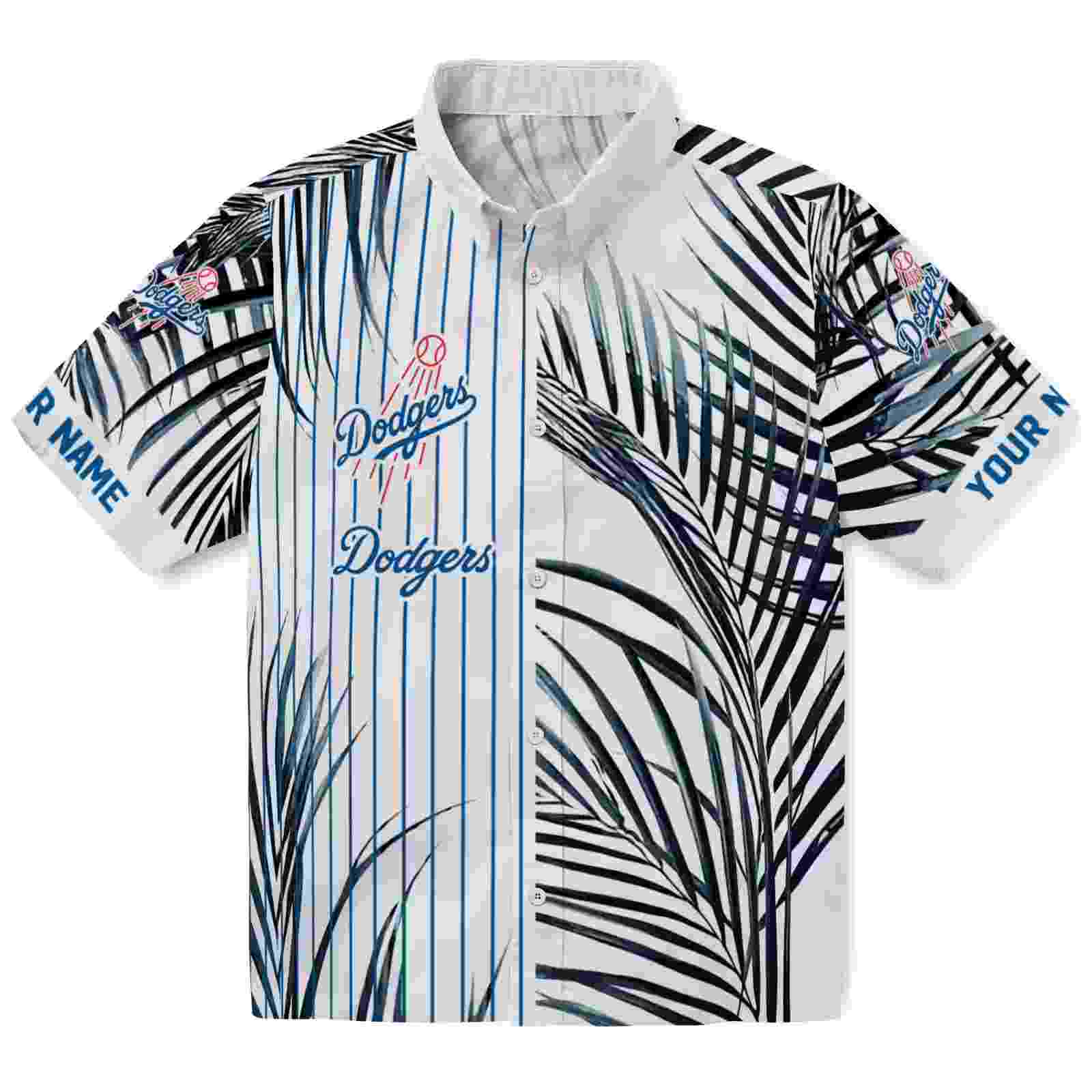 Los Angeles Dodgers Palm Stripes Blue Black White Hawaiian Shirt