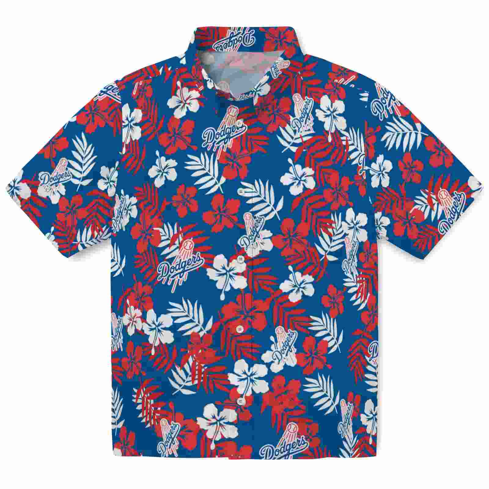 Los Angeles Dodgers Tropical Floral Blue Hawaiian Shirt