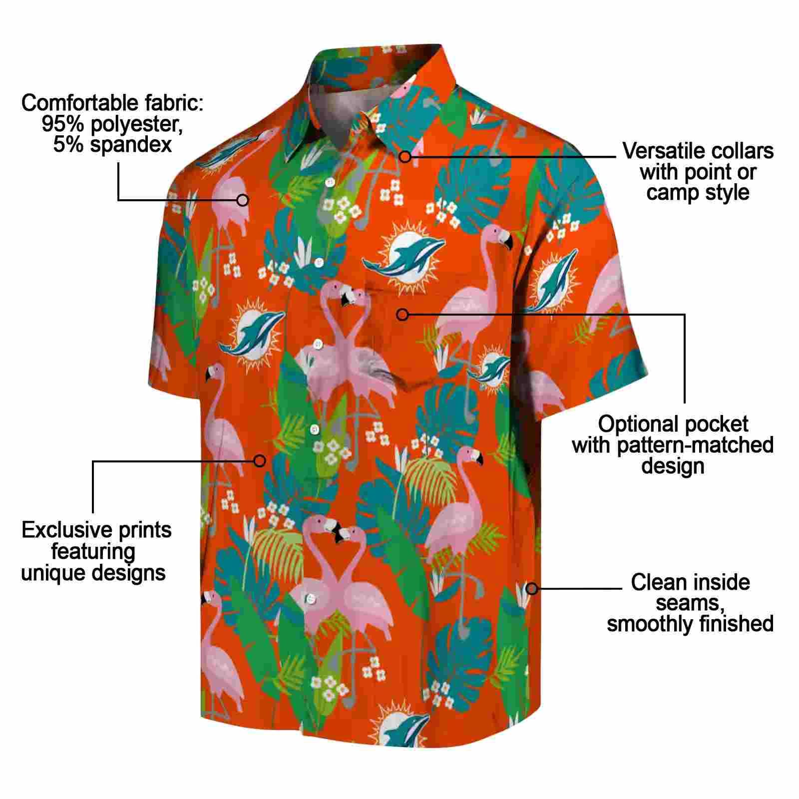 miami dolphins flamingo foliage aqua green hawaiian shirt new arrival