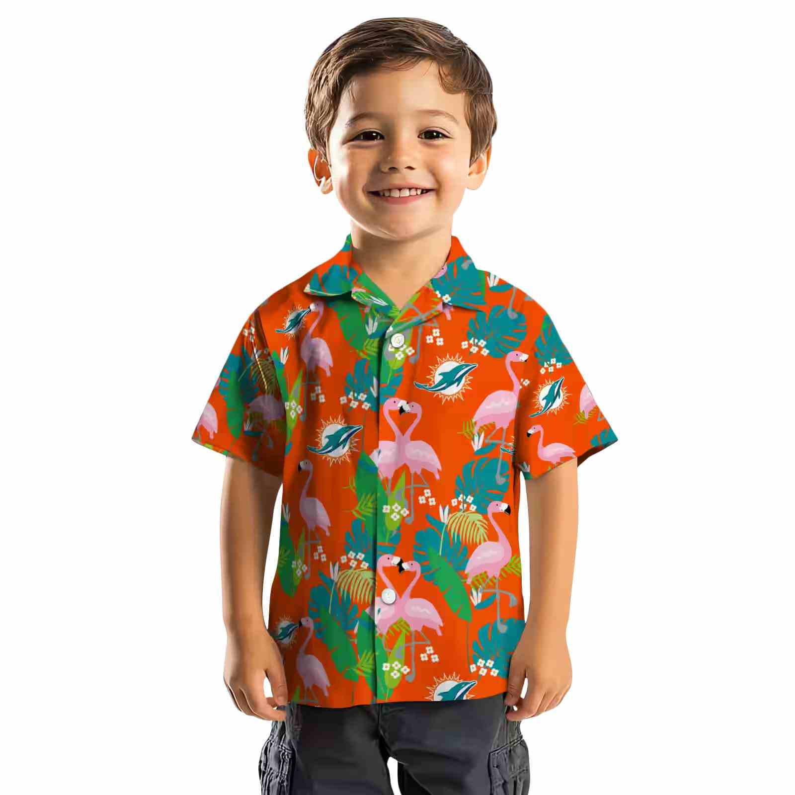 miami dolphins flamingo foliage aqua green hawaiian shirt top rated