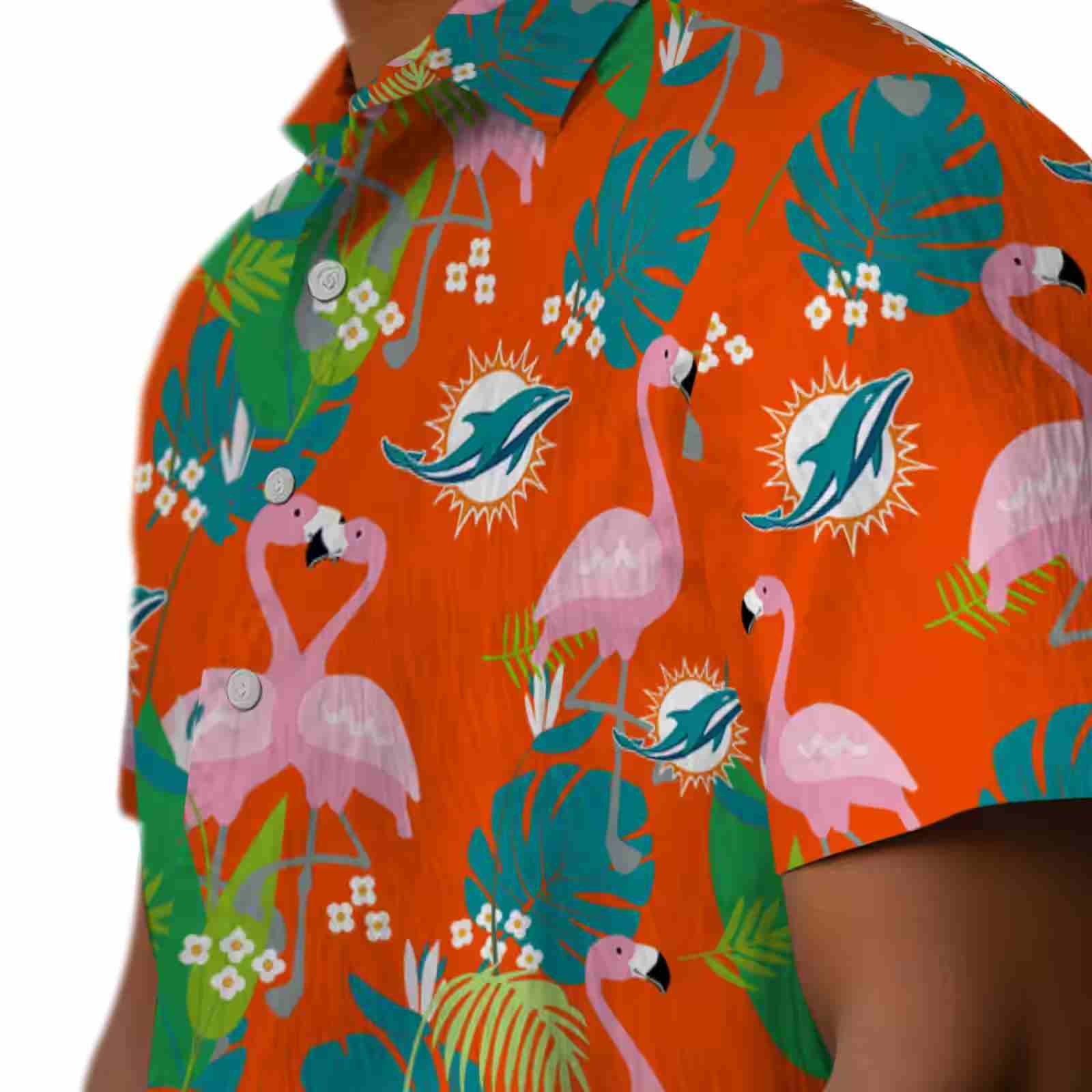 miami dolphins flamingo foliage aqua green hawaiian shirt trendy