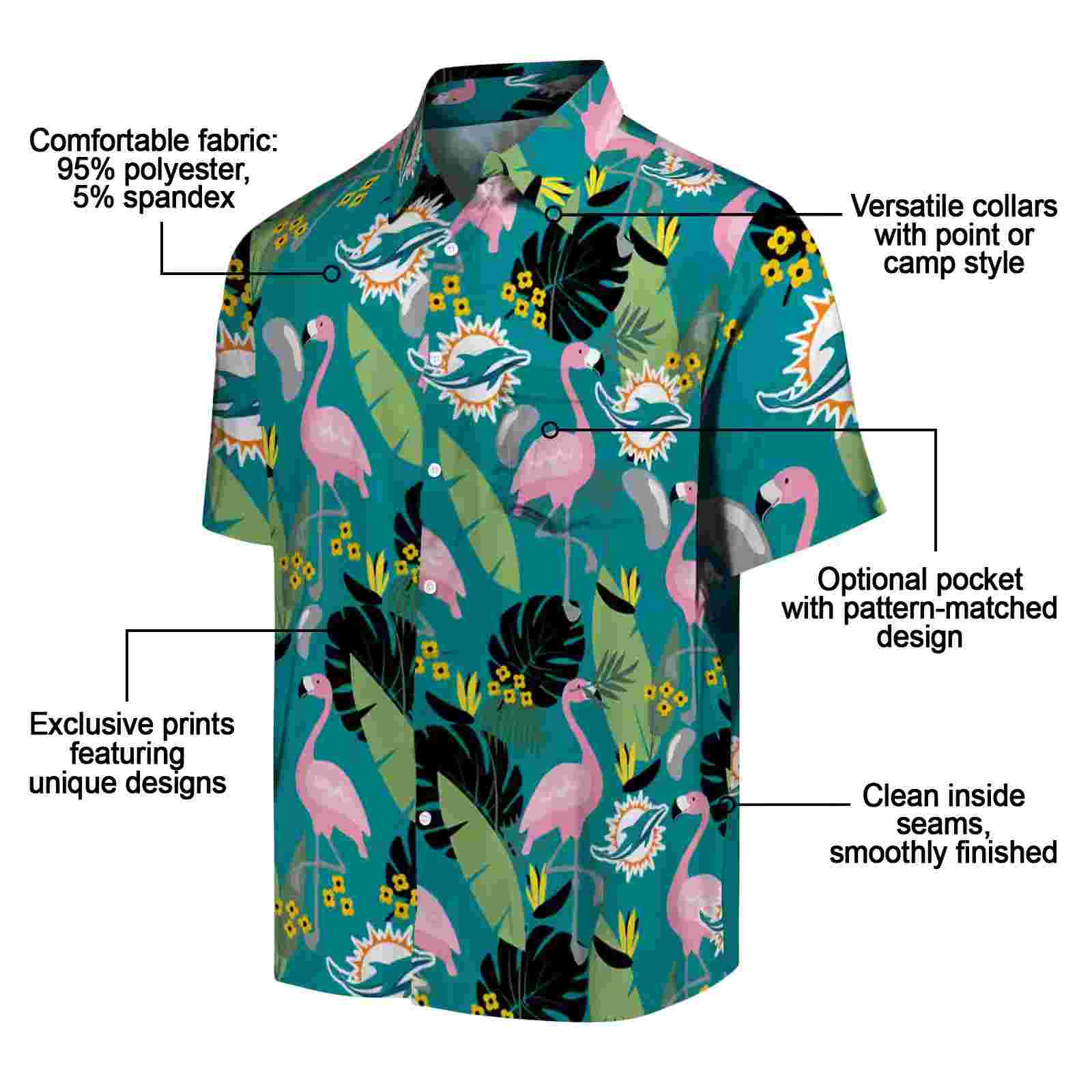 miami dolphins flamingo leaves aqua hawaiian shirt new arrival