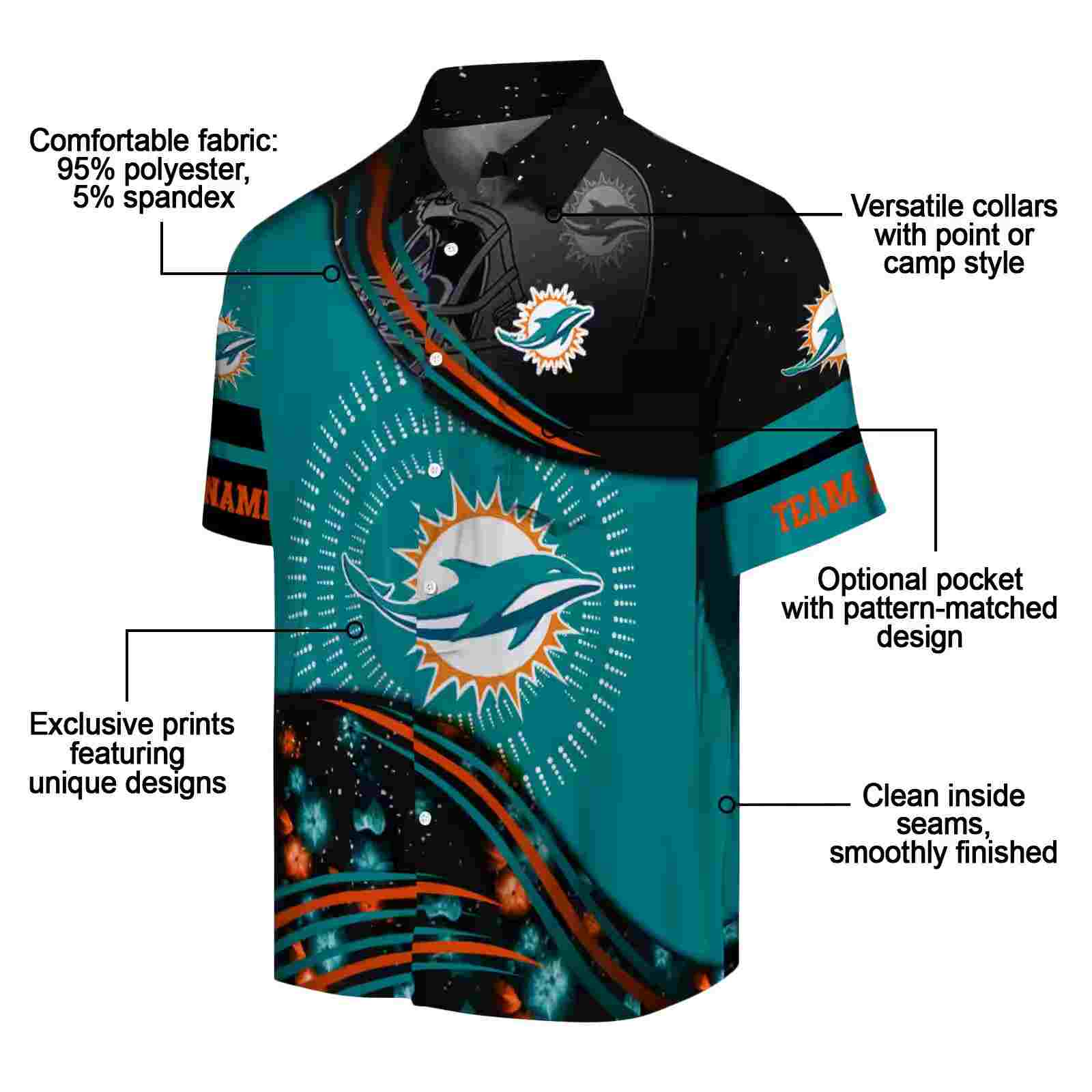 miami dolphins football wave aqua black hawaiian shirt new arrival