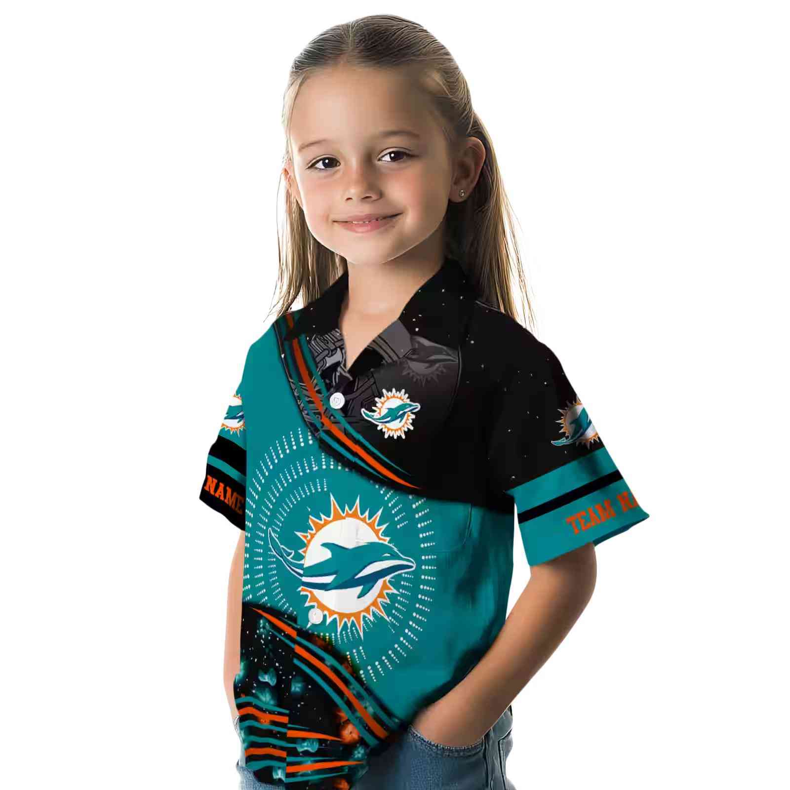 miami dolphins football wave aqua black hawaiian shirt premium grade