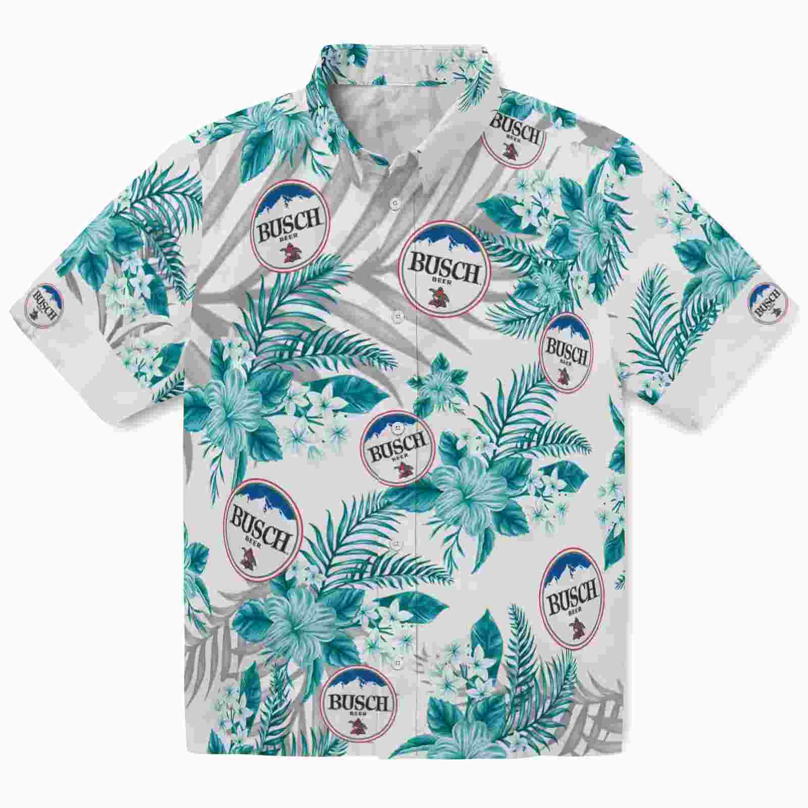 Miami Dolphins Hibiscus Palm Leaves Aqua White Hawaiian Shirt