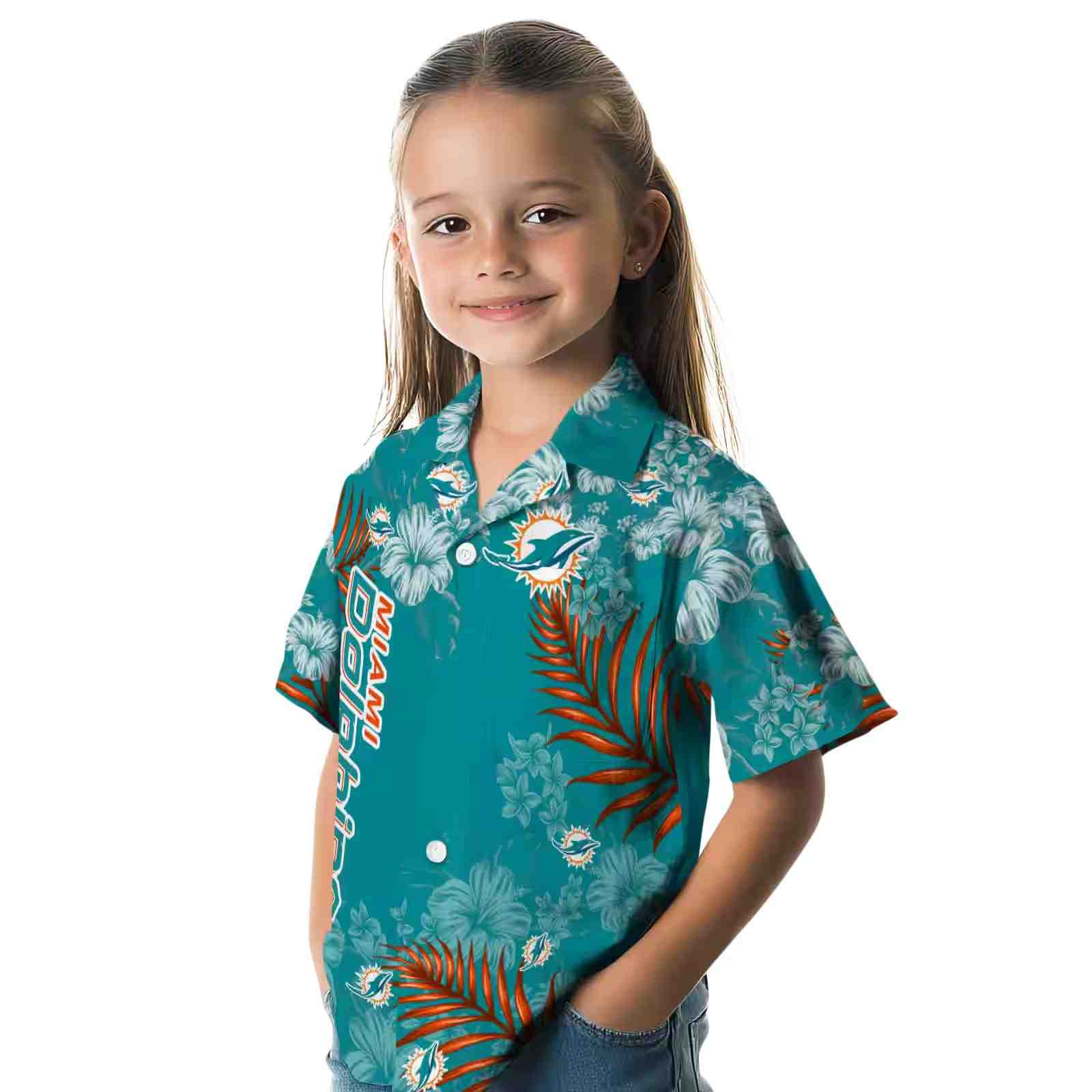 miami dolphins hibiscus print aqua hawaiian shirt premium grade