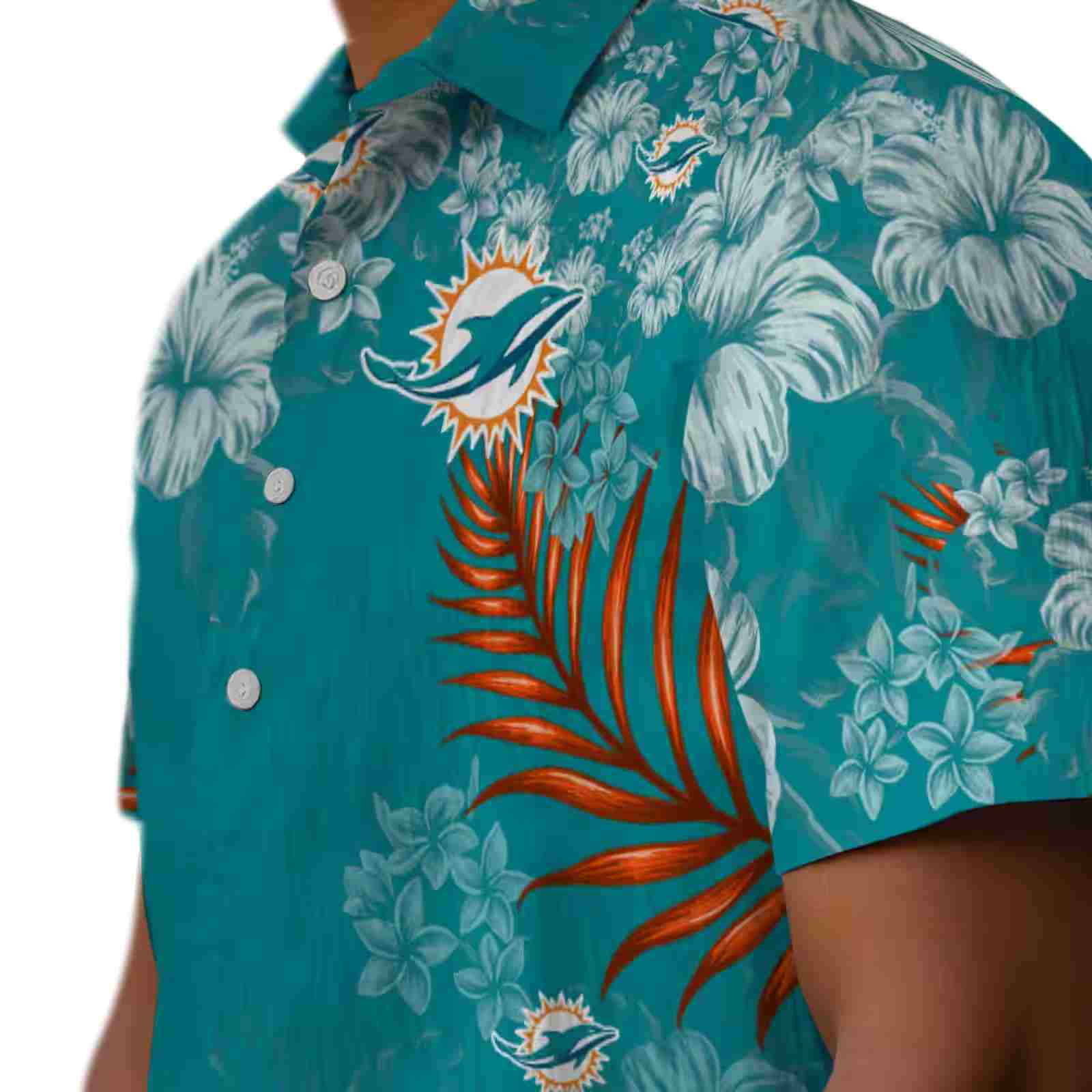 miami dolphins hibiscus print aqua hawaiian shirt trendy