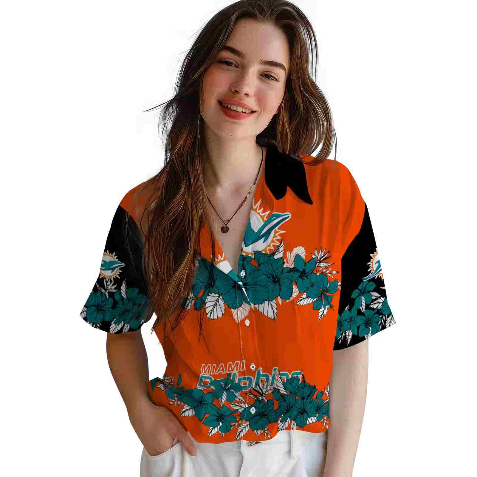 miami dolphins hibiscus stripe aqua black hawaiian shirt latest model