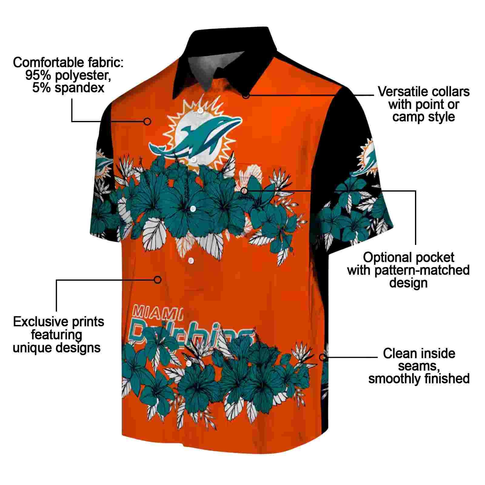 miami dolphins hibiscus stripe aqua black hawaiian shirt new arrival