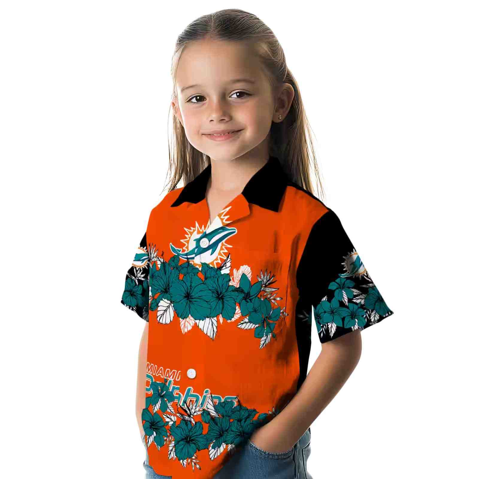 miami dolphins hibiscus stripe aqua black hawaiian shirt premium grade