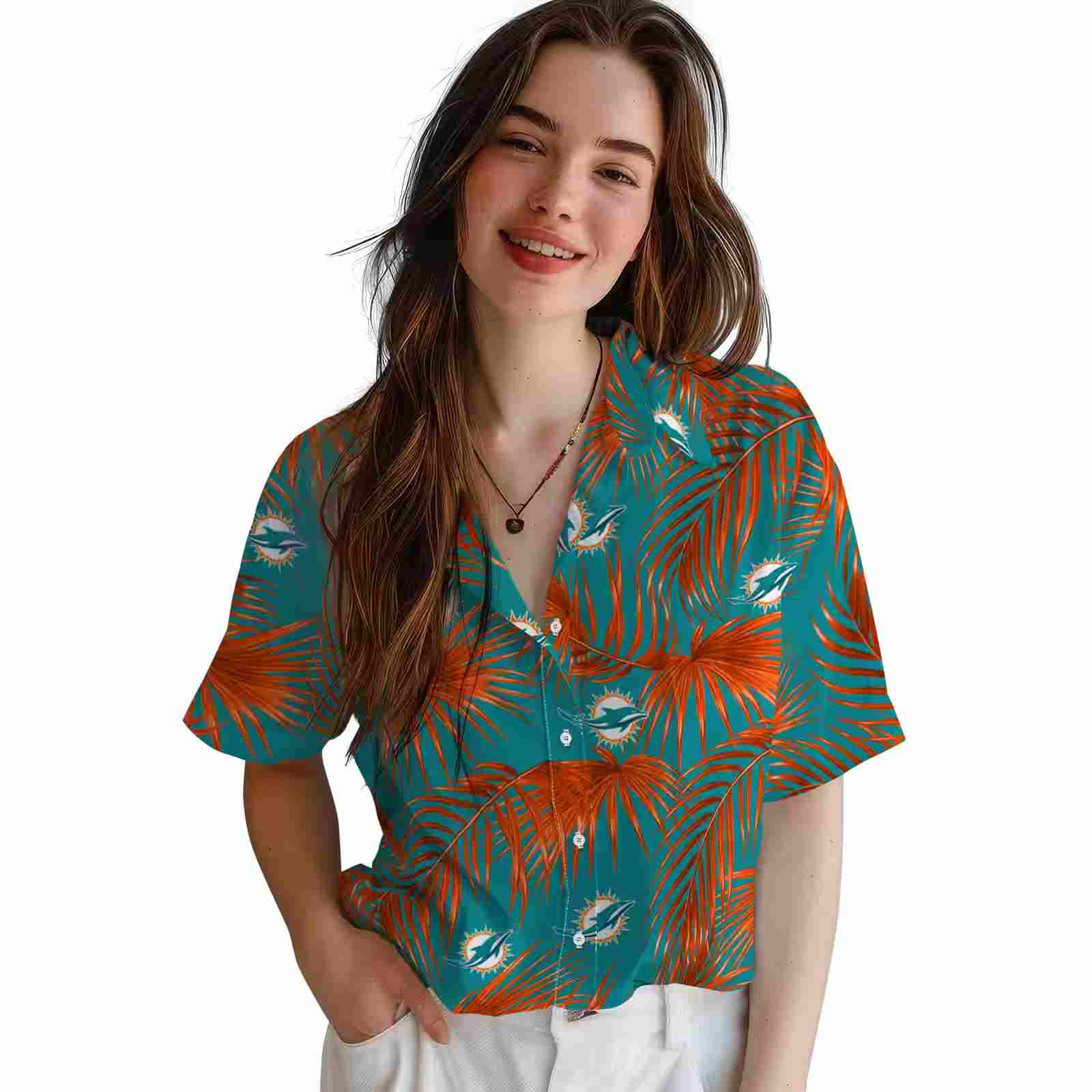 miami dolphins leafy palms aqua hawaiian shirt latest model