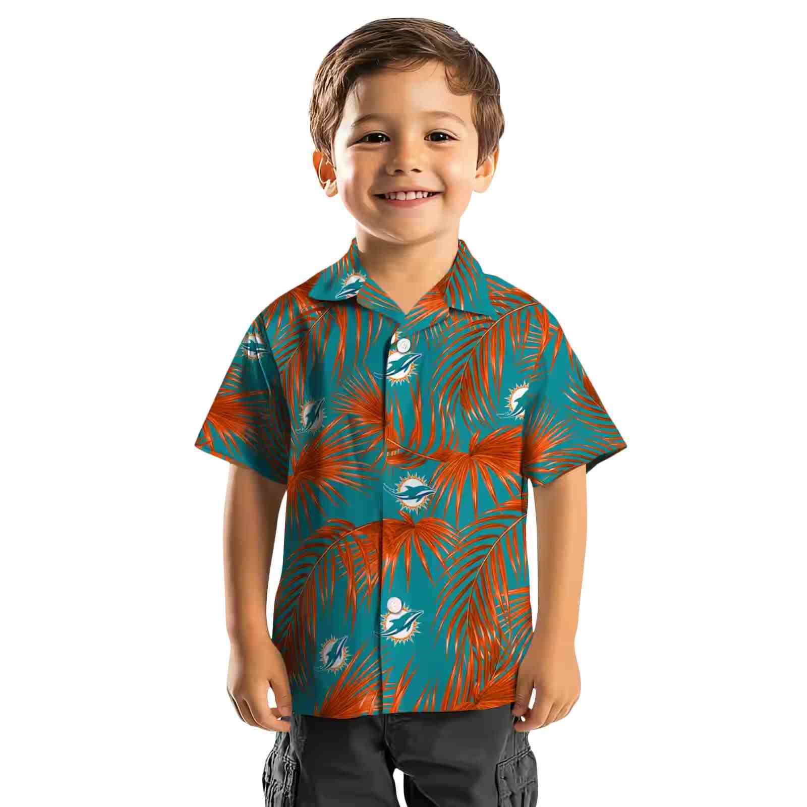 miami dolphins leafy palms aqua hawaiian shirt top rated