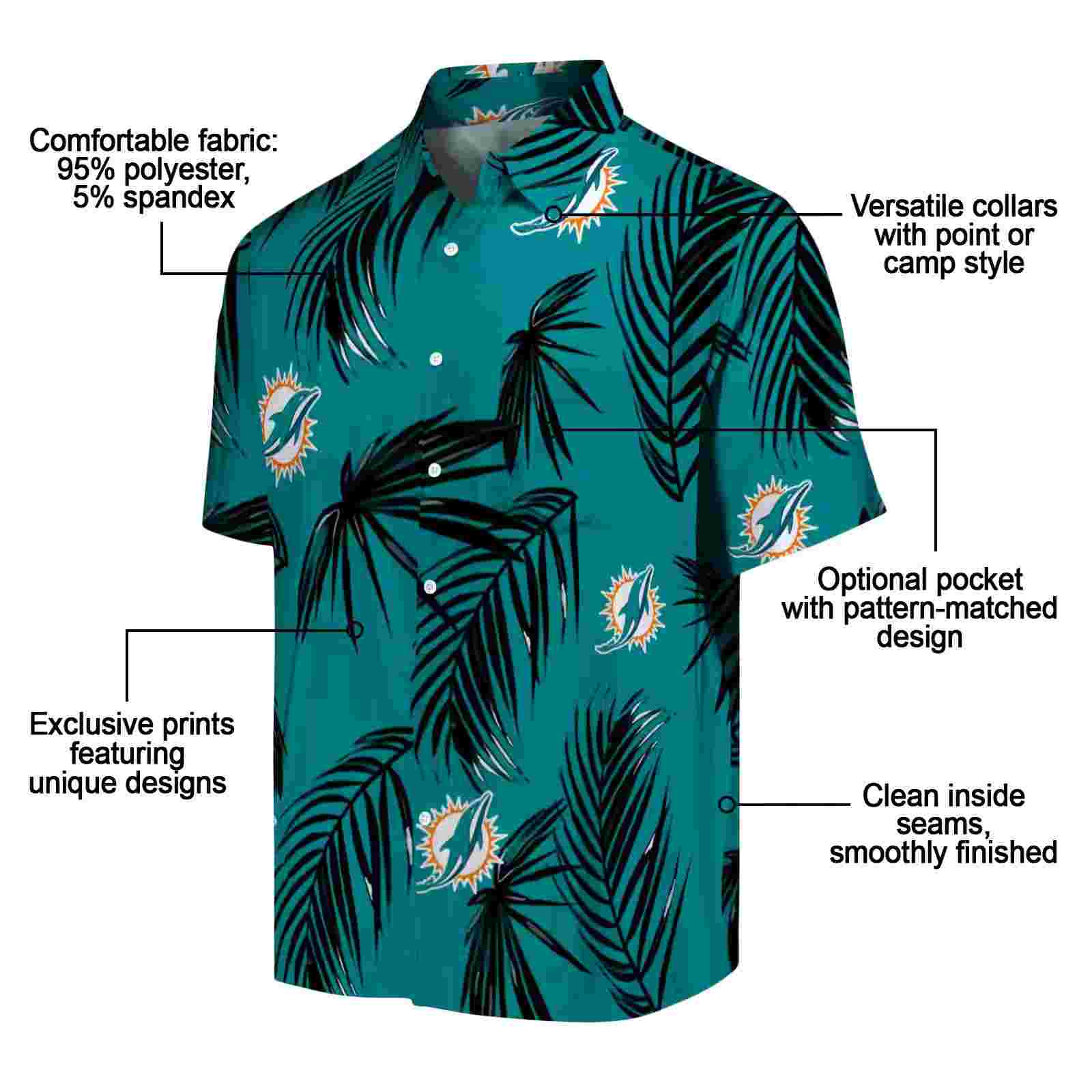 miami dolphins palm leaf aqua hawaiian shirt new arrival