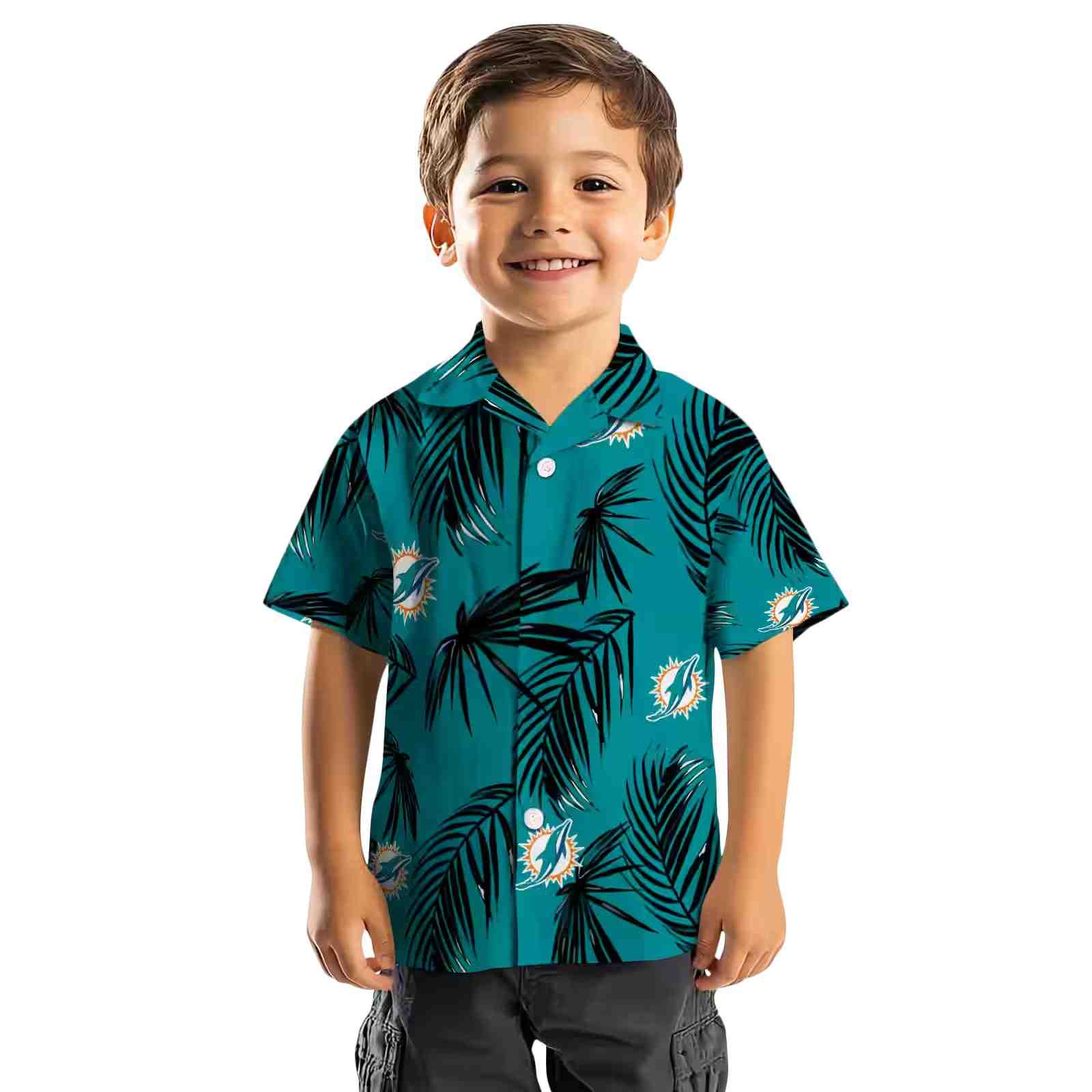 miami dolphins palm leaf aqua hawaiian shirt top rated