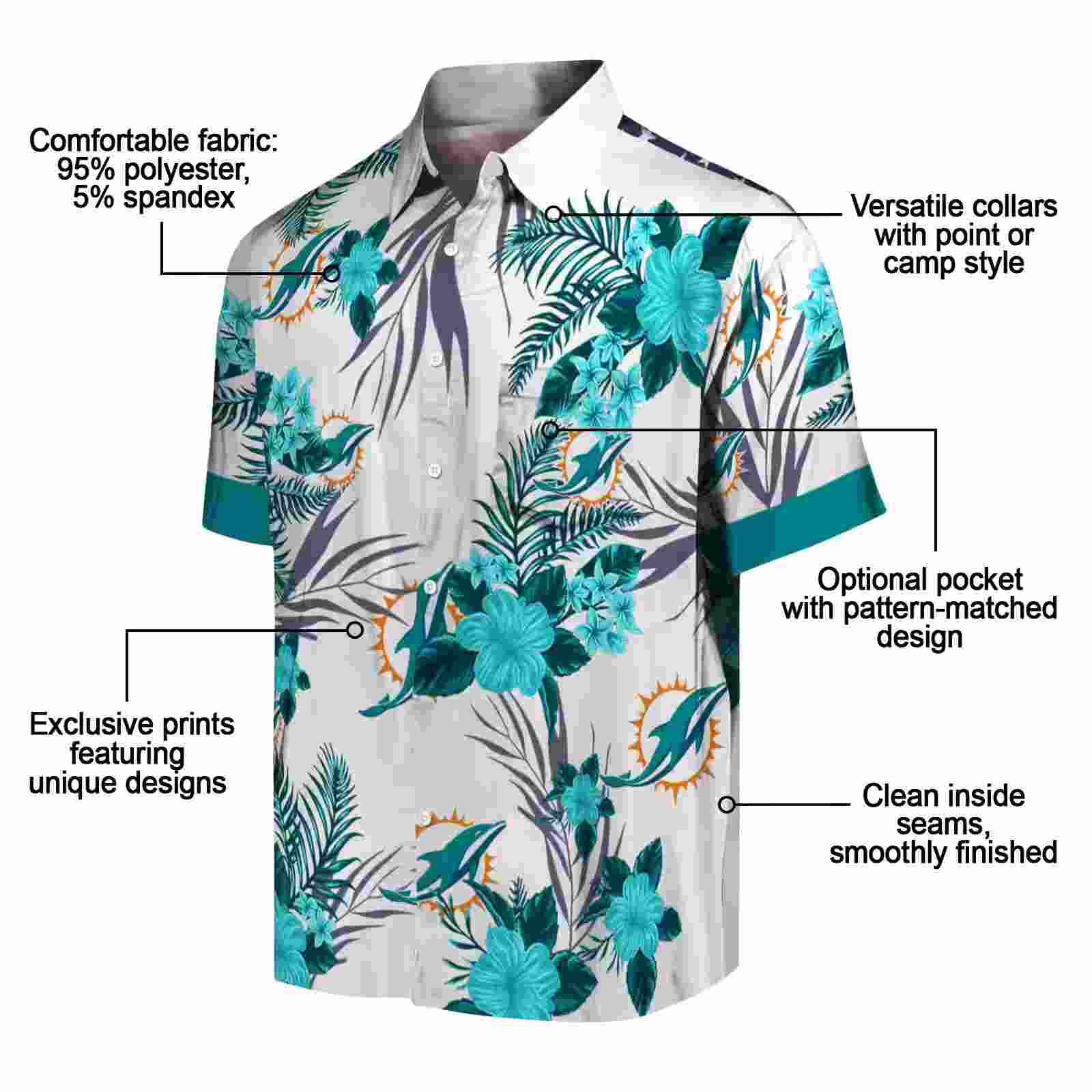 miami dolphins patriotic hibiscus design aqua white hawaiian shirt new arrival