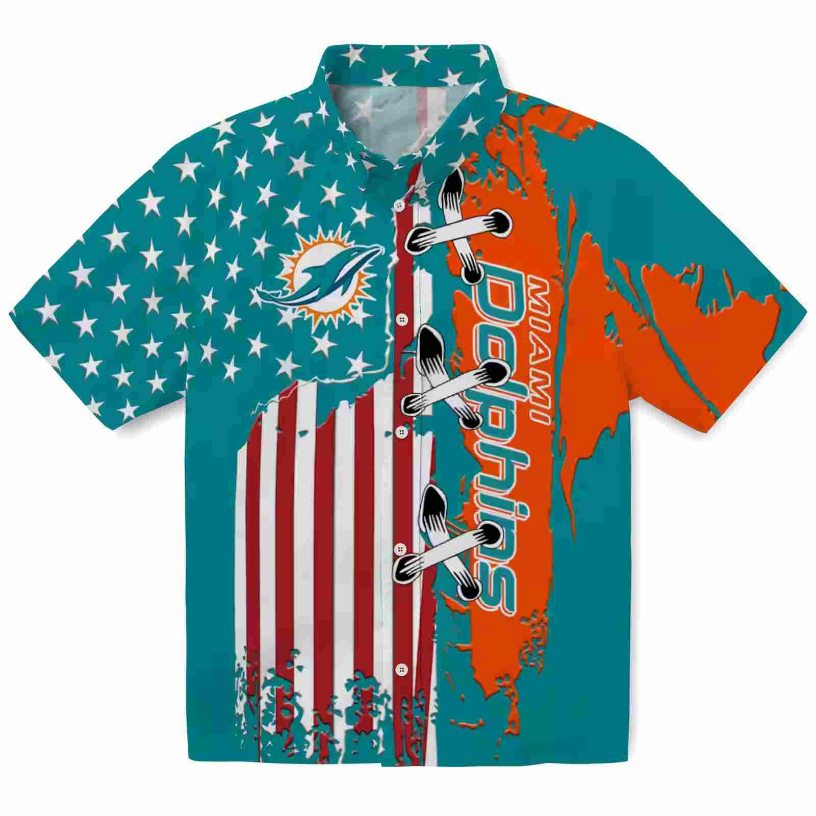 miami dolphins stitched flag aqua hawaiian shirt best selling