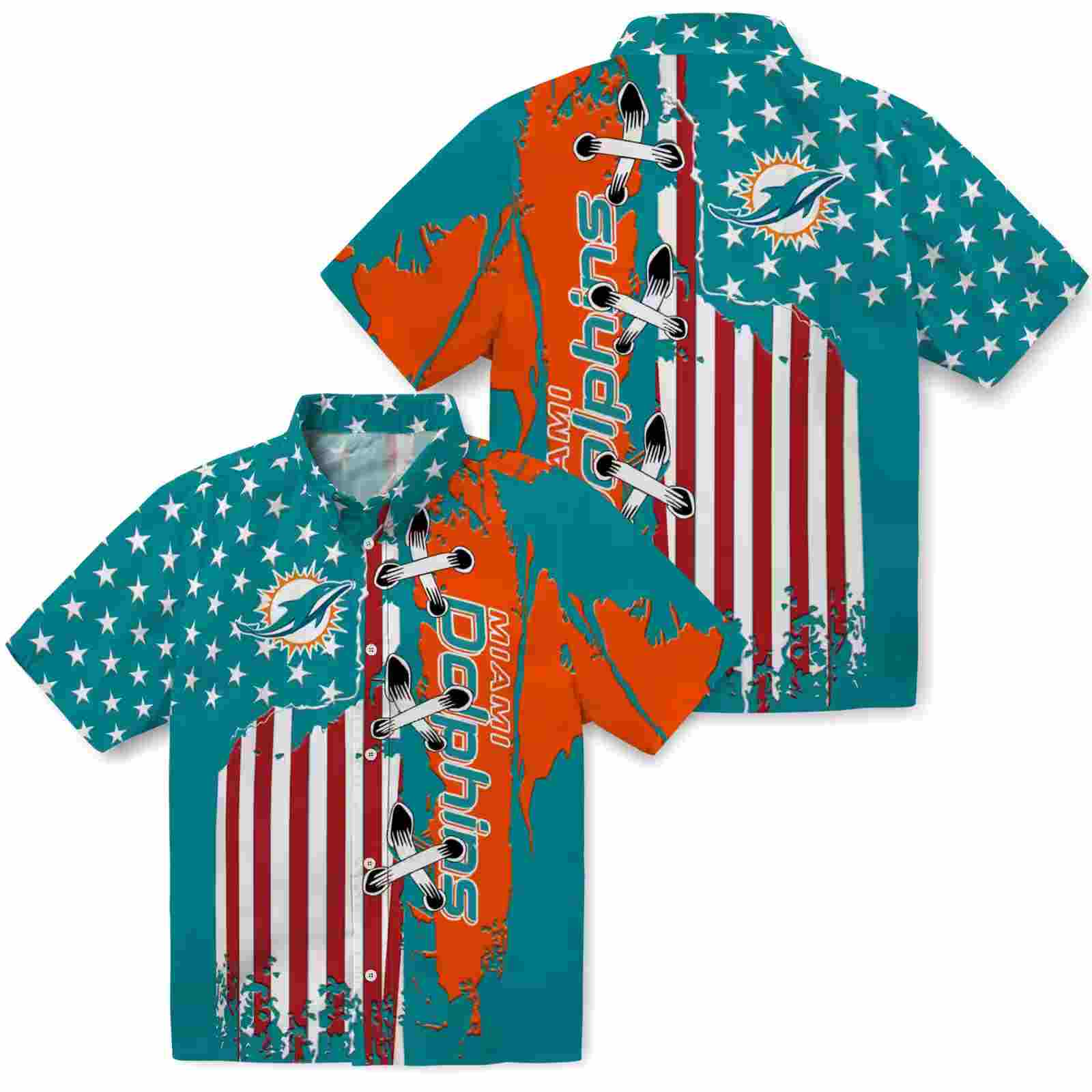 miami dolphins stitched flag aqua hawaiian shirt high quality