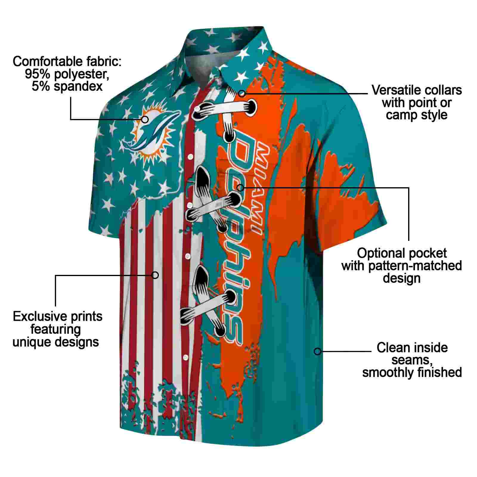 miami dolphins stitched flag aqua hawaiian shirt new arrival