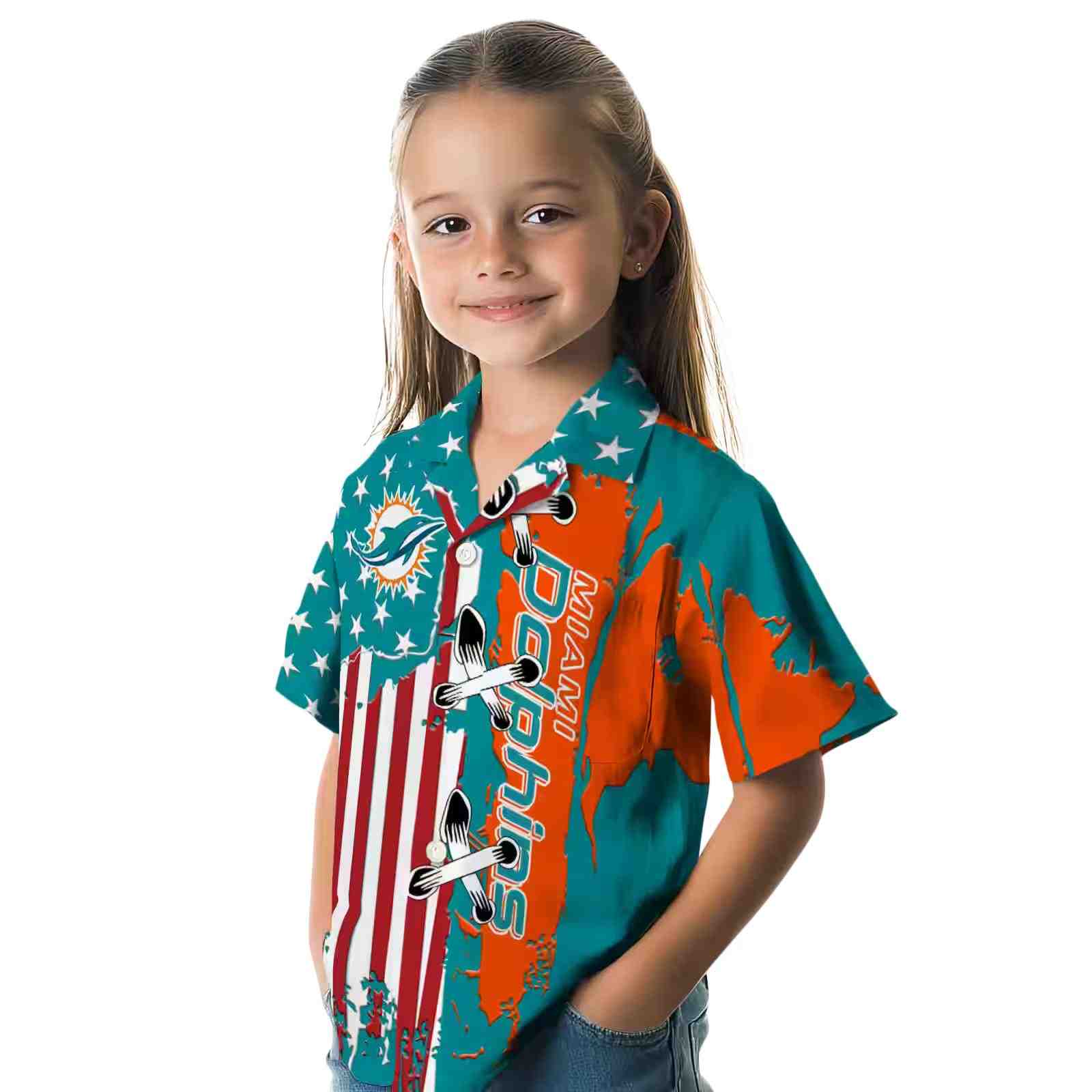 miami dolphins stitched flag aqua hawaiian shirt premium grade