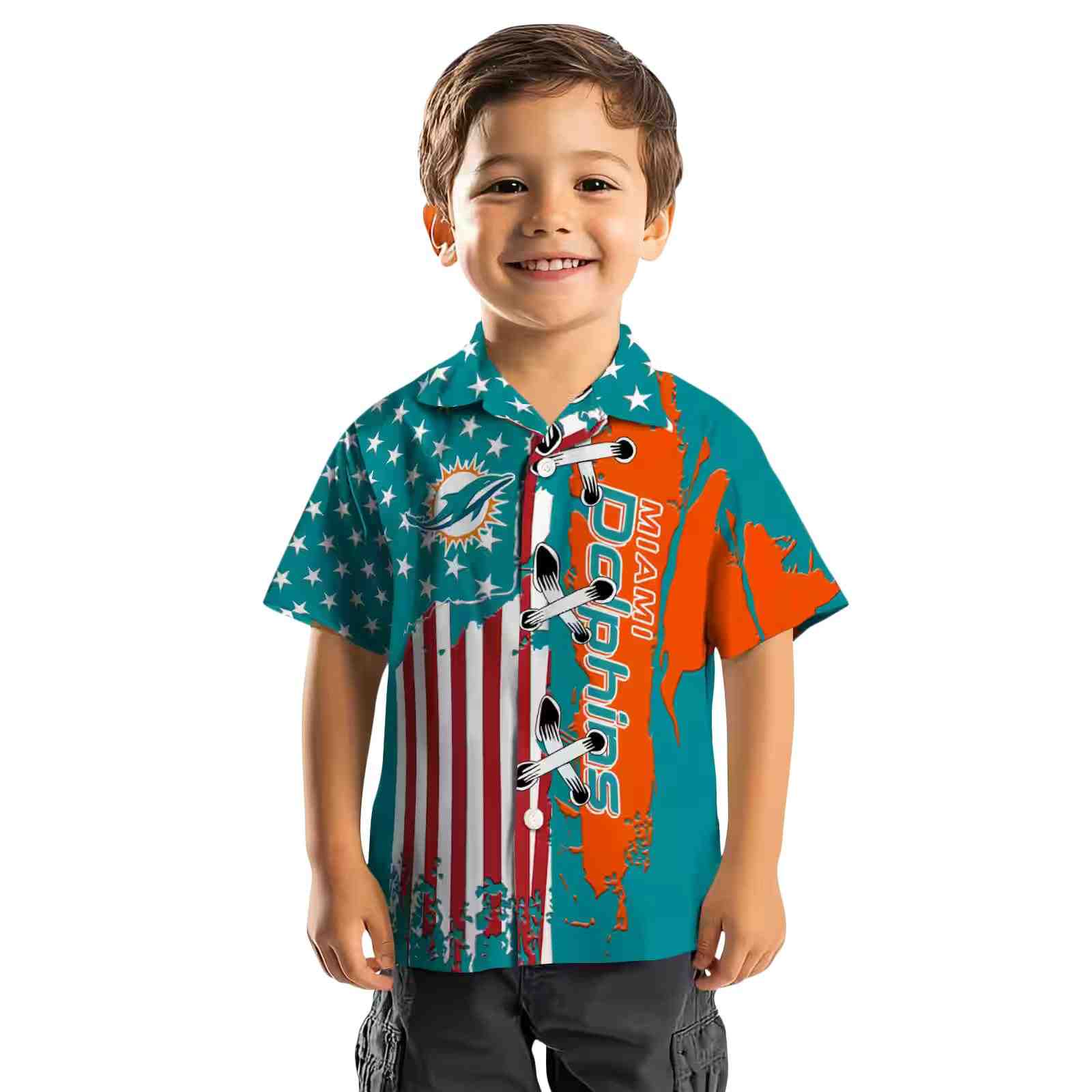 miami dolphins stitched flag aqua hawaiian shirt top rated