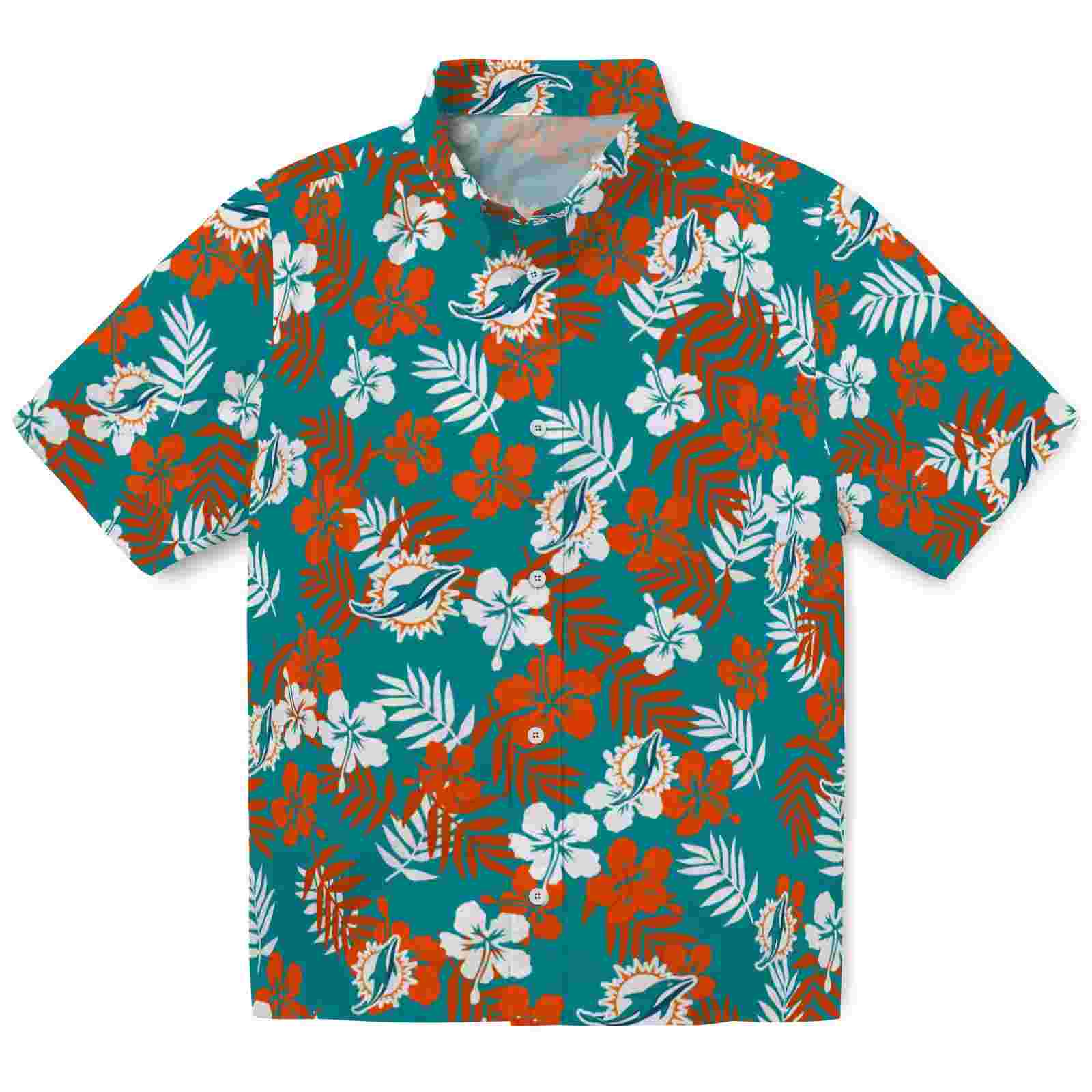 miami dolphins tropical floral aqua hawaiian shirt best selling