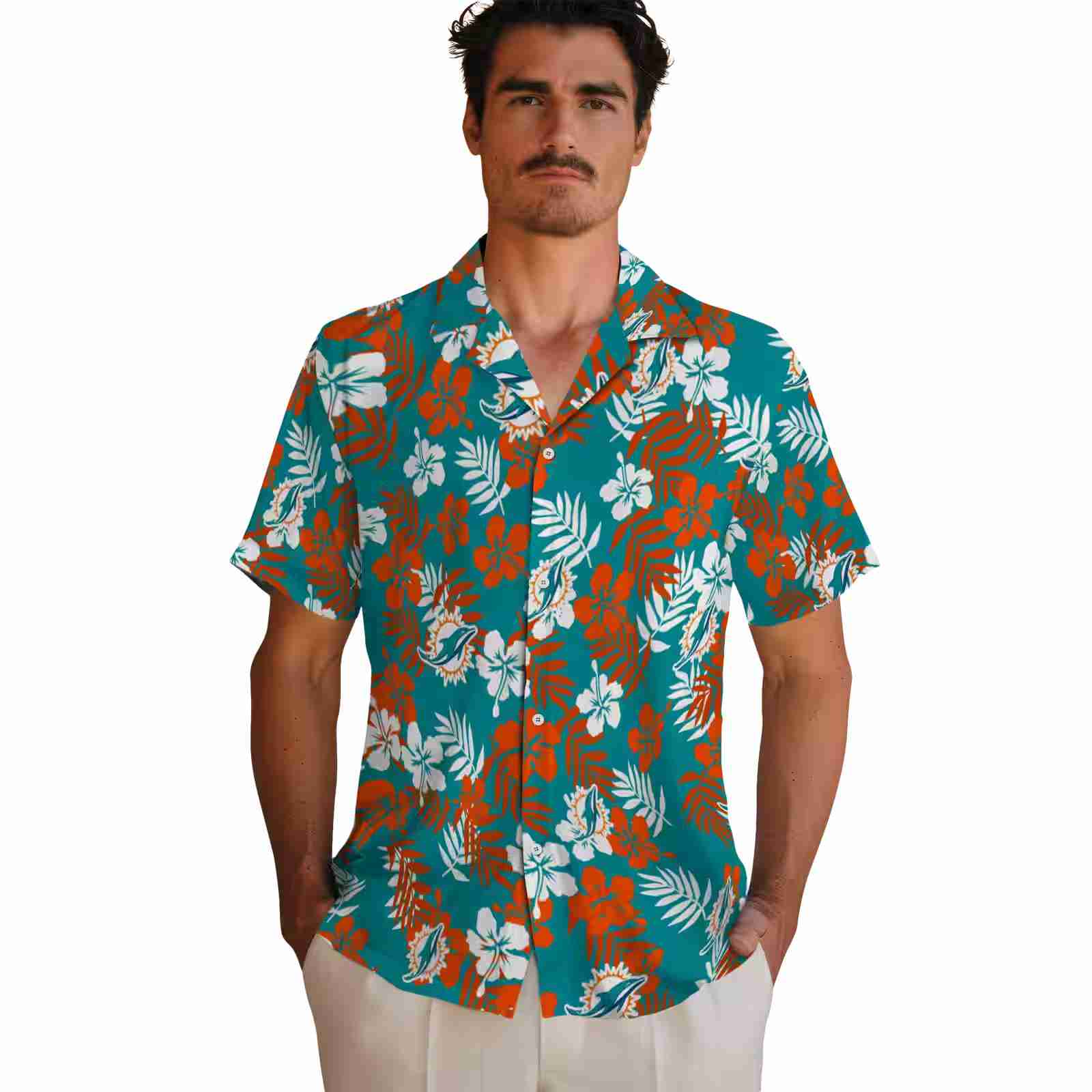 miami dolphins tropical floral aqua hawaiian shirt fashion forward