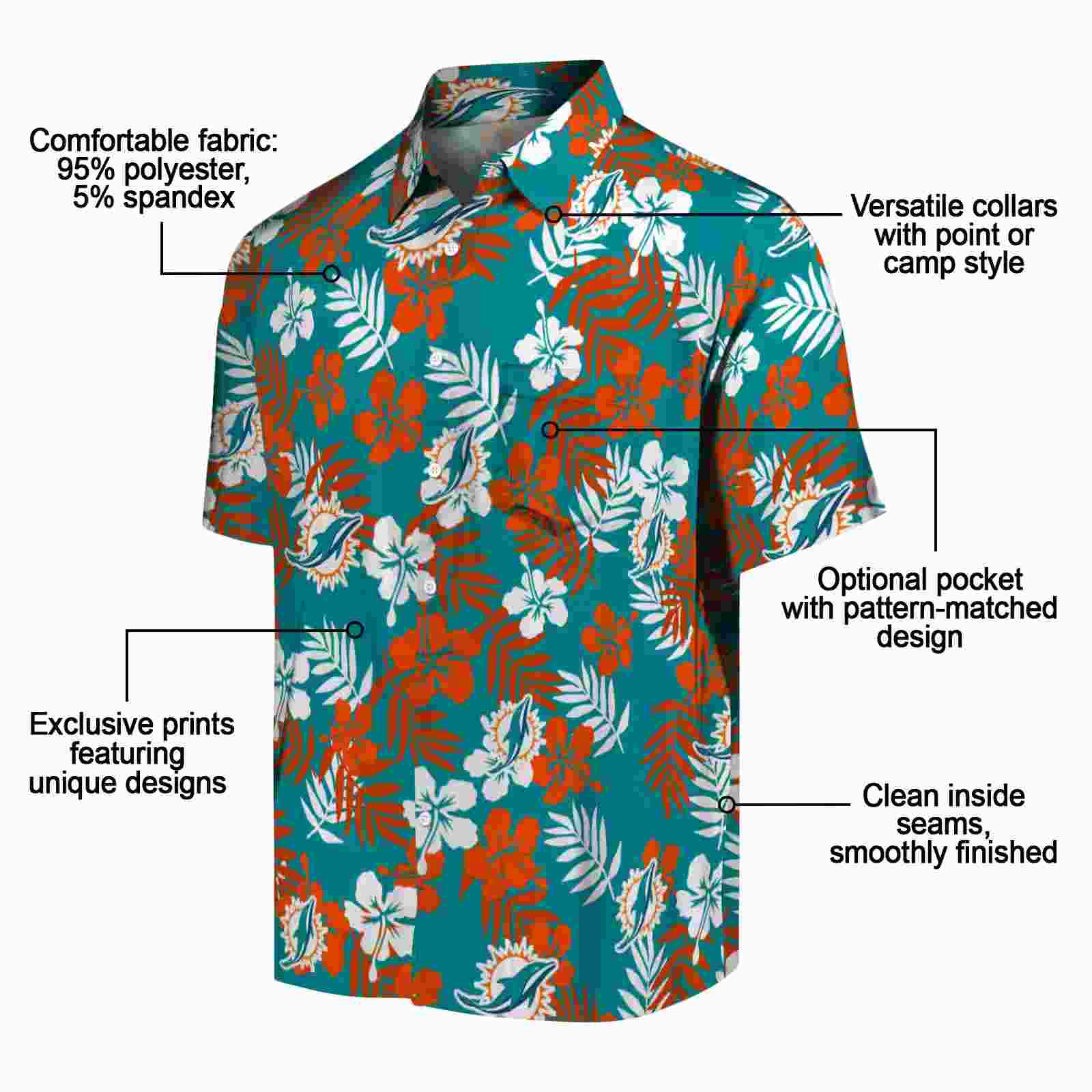 miami dolphins tropical floral aqua hawaiian shirt new arrival