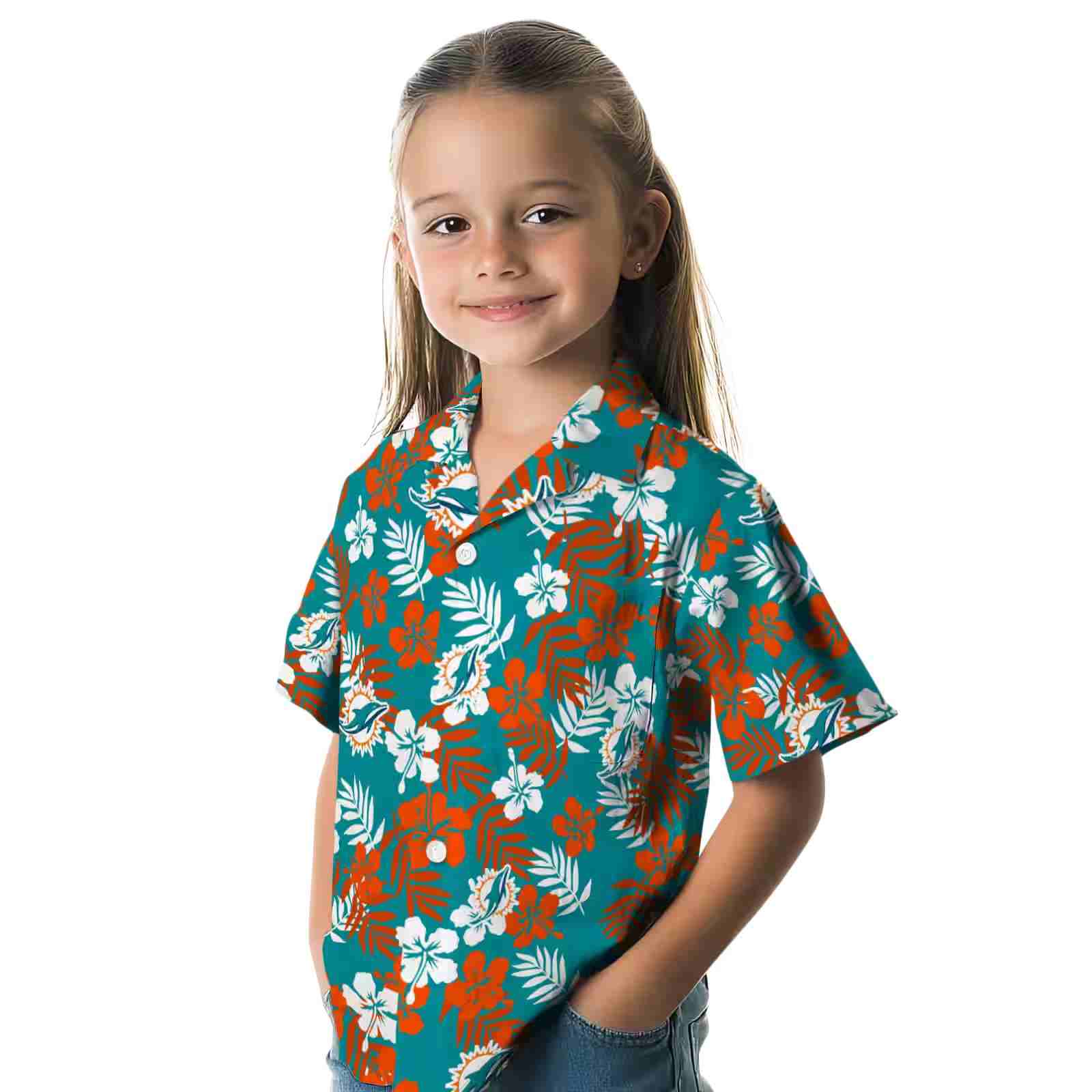 miami dolphins tropical floral aqua hawaiian shirt premium grade