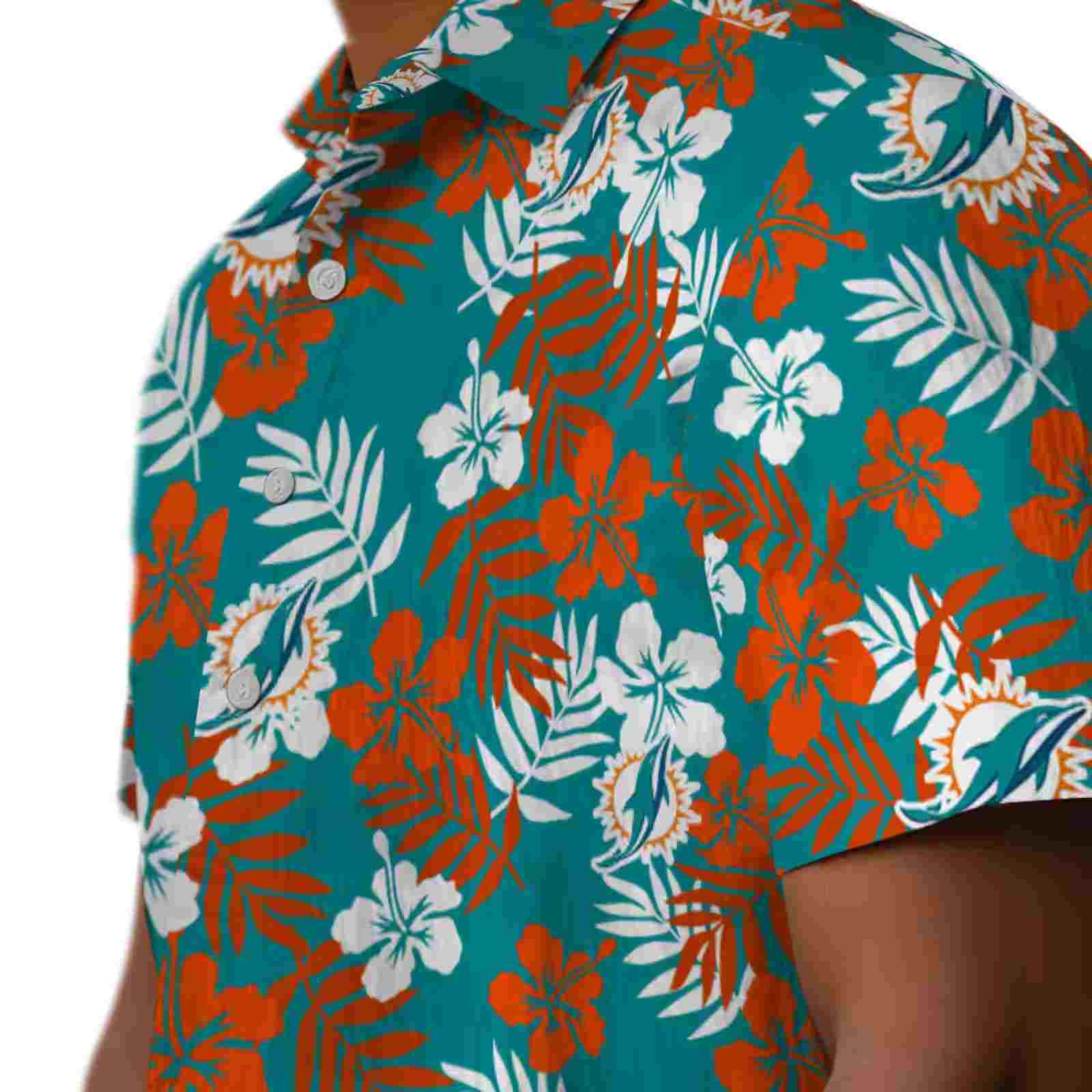 miami dolphins tropical floral aqua hawaiian shirt trendy