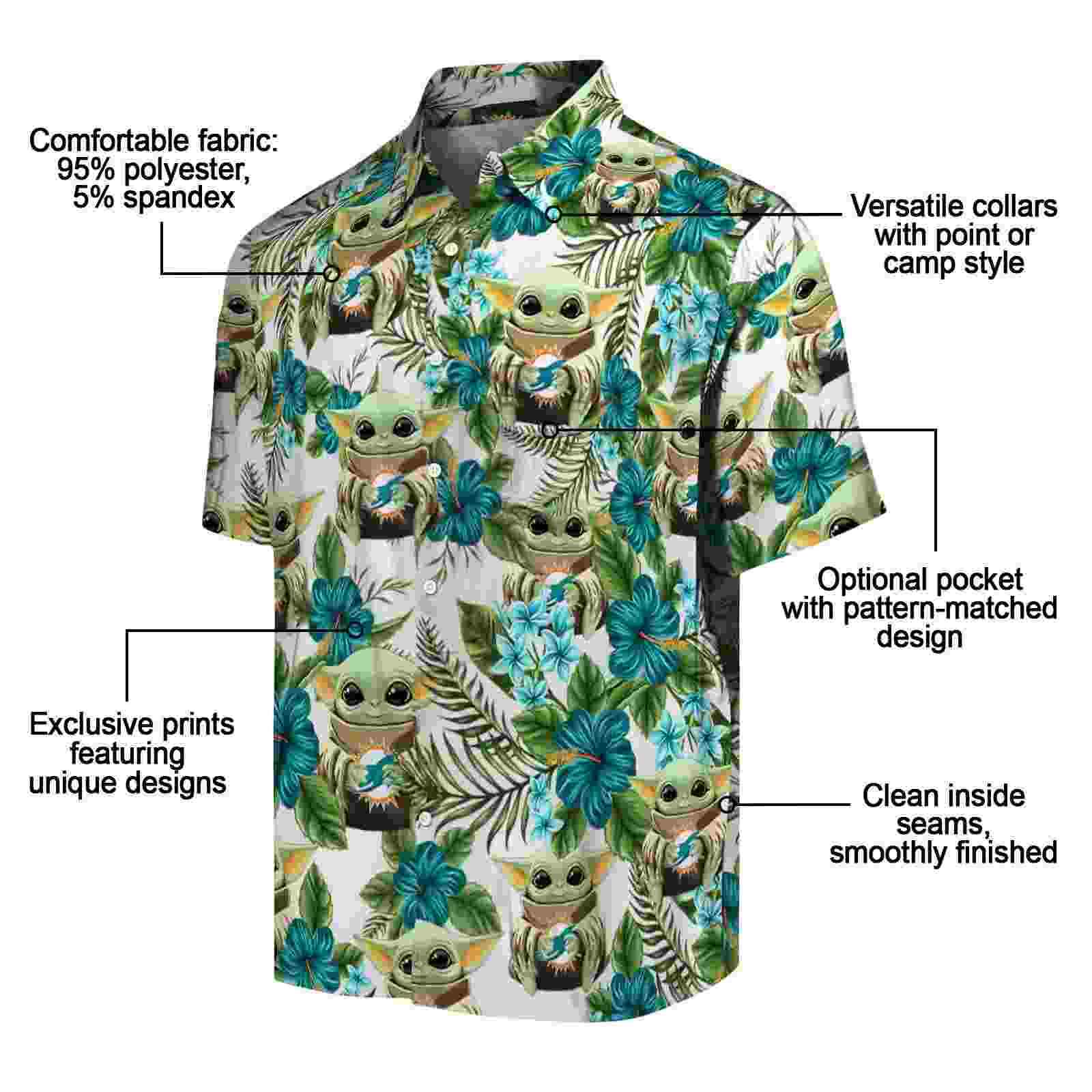 miami dolphins tropical yoda green hawaiian shirt new arrival