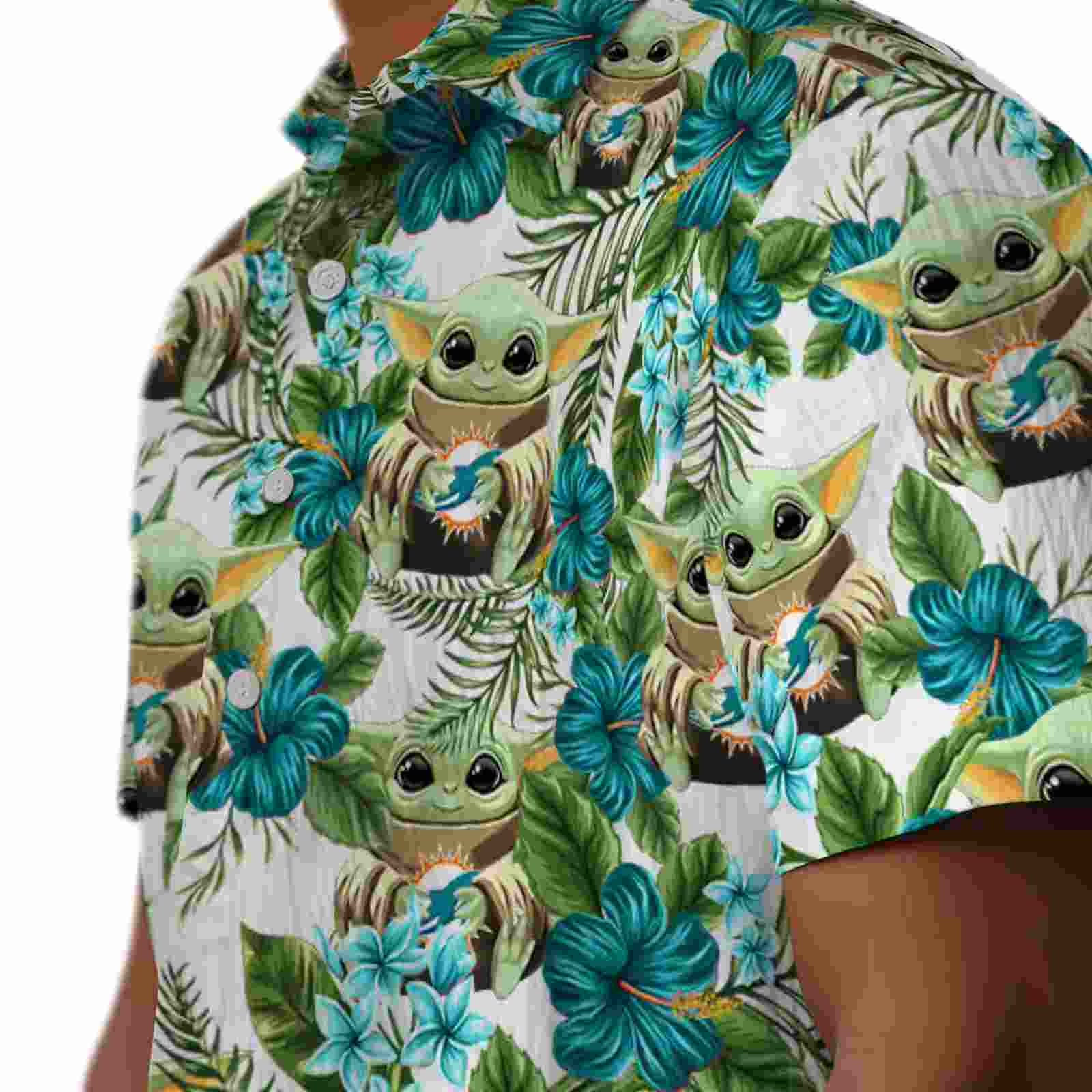 miami dolphins tropical yoda green hawaiian shirt trendy