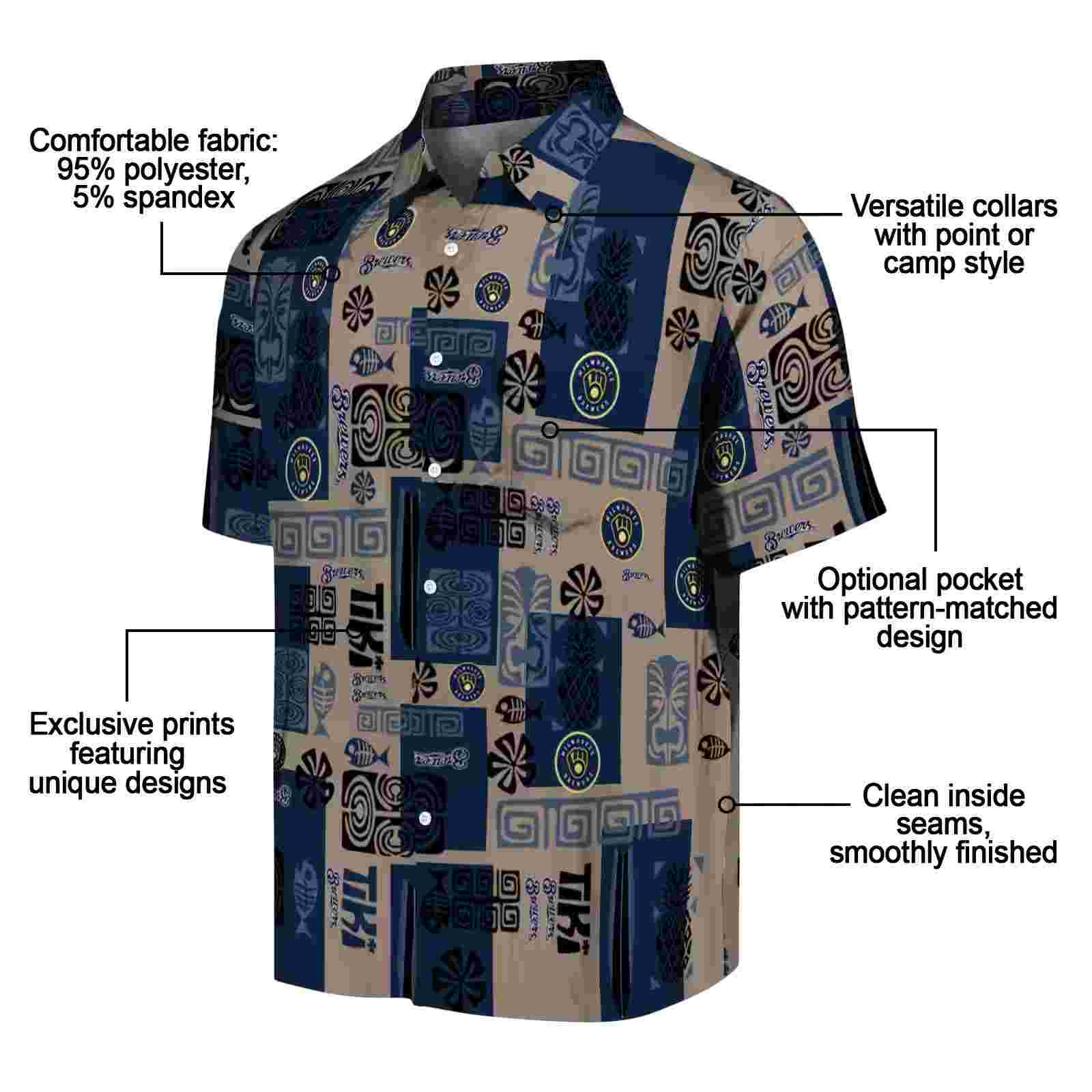 milwaukee brewers tribal symbols navy blue hawaiian shirt new arrival