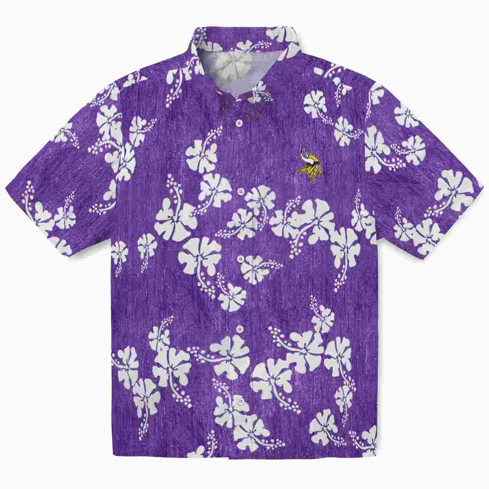 Minnesota Vikings Hibiscus Clusters Purple Hawaiian Shirt