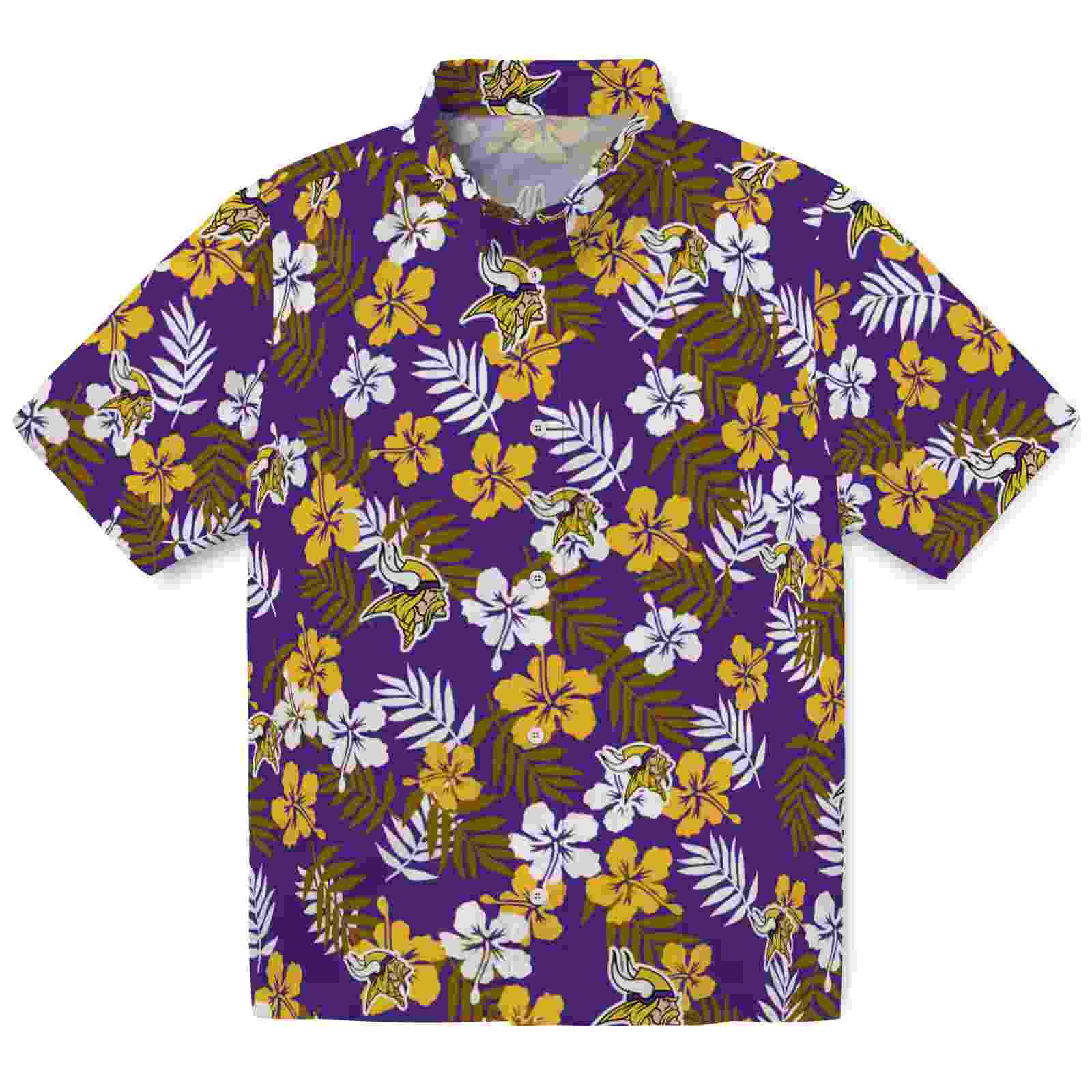 Minnesota Vikings Tropical Floral Purple Hawaiian Shirt