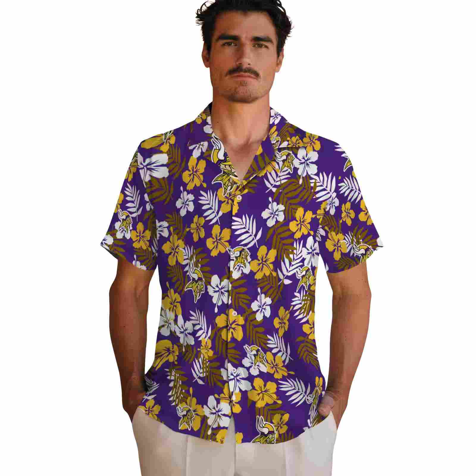 minnesota vikings tropical floral purple hawaiian shirt fashion forward