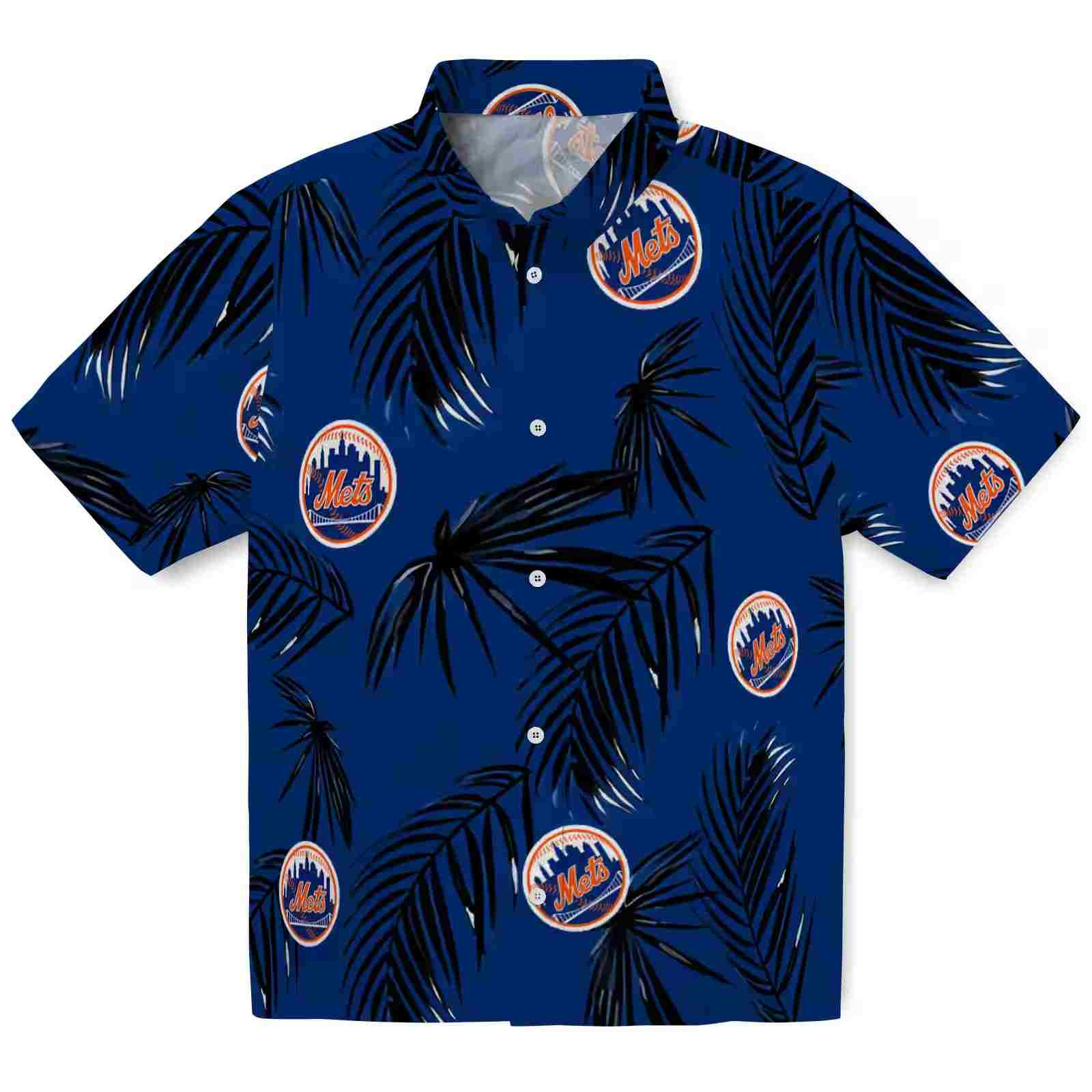 New York Mets Palm Leaf Blue Hawaiian Shirt