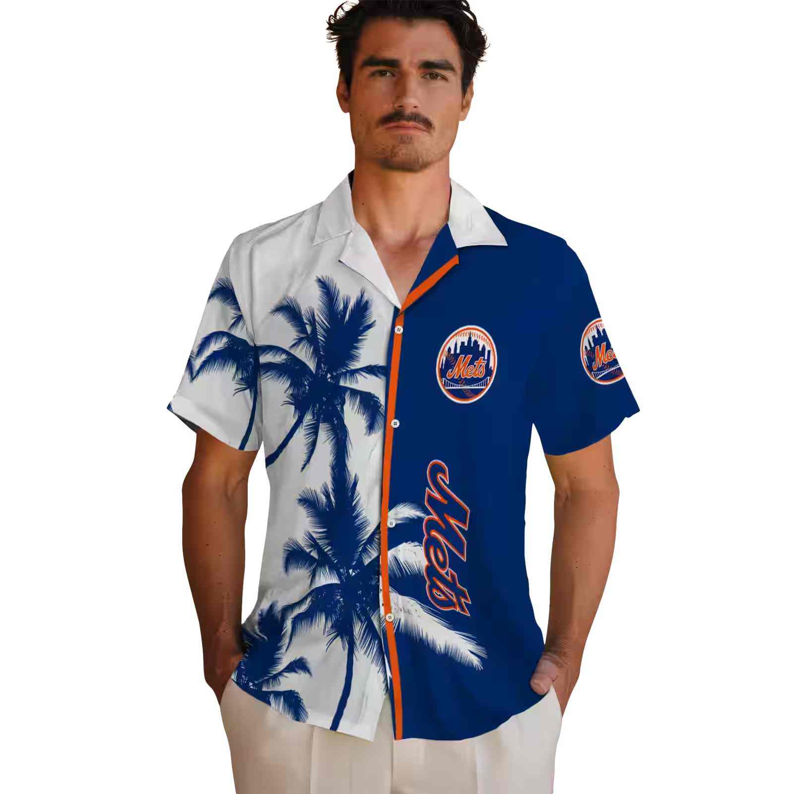 new york mets palm trees blue white hawaiian shirt fashion forward