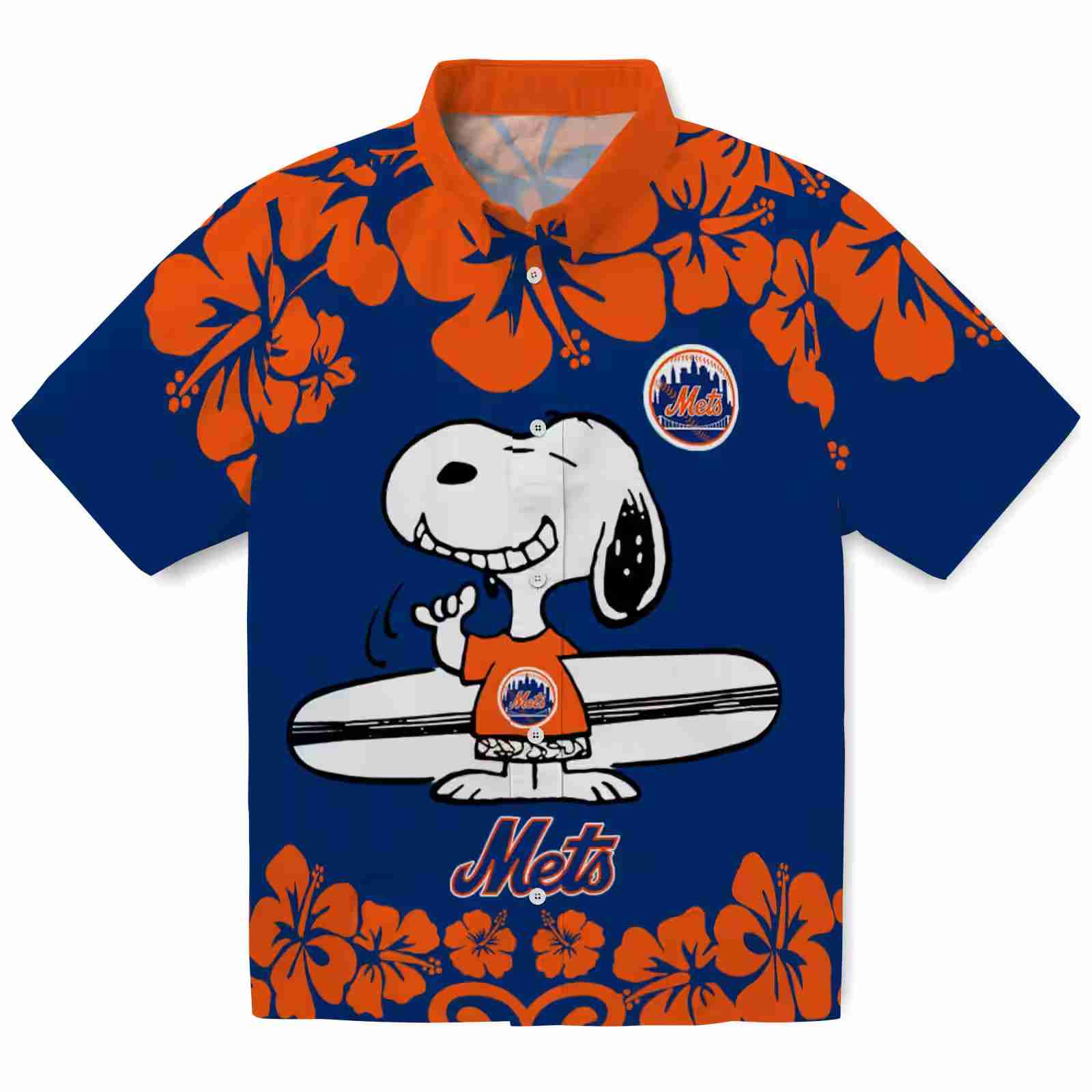 New York Mets Snoopy Surf Blue White Hawaiian Shirt