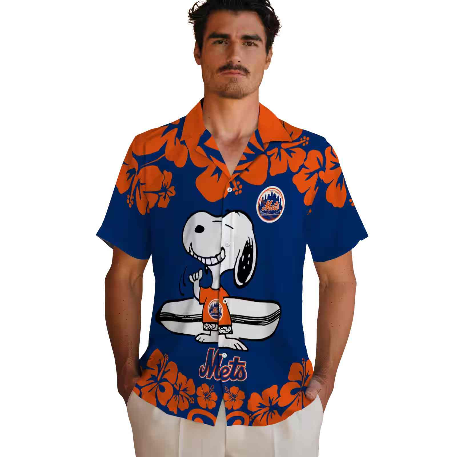 new york mets snoopy surf blue white hawaiian shirt fashion forward