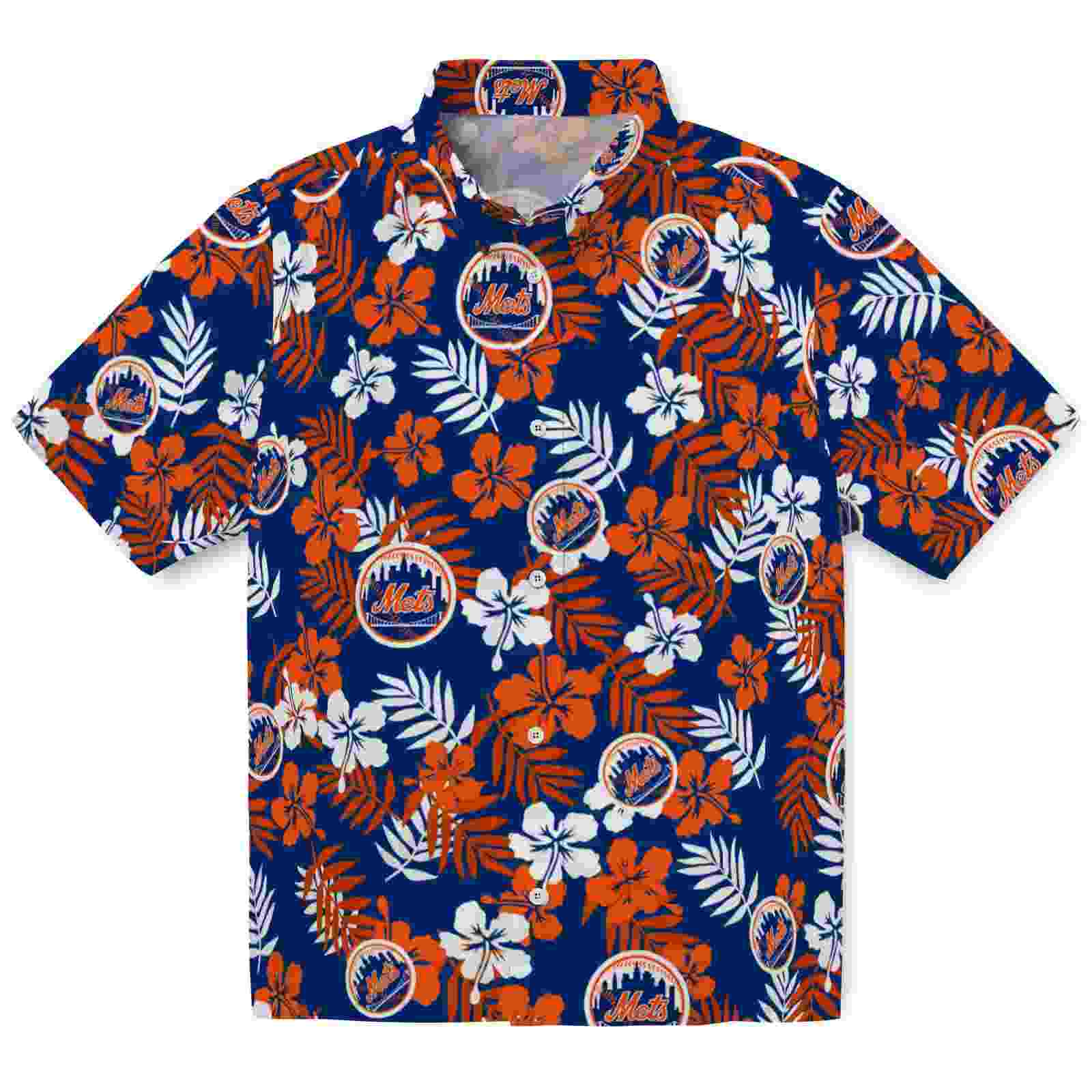 new york mets tropical floral blue hawaiian shirt best selling