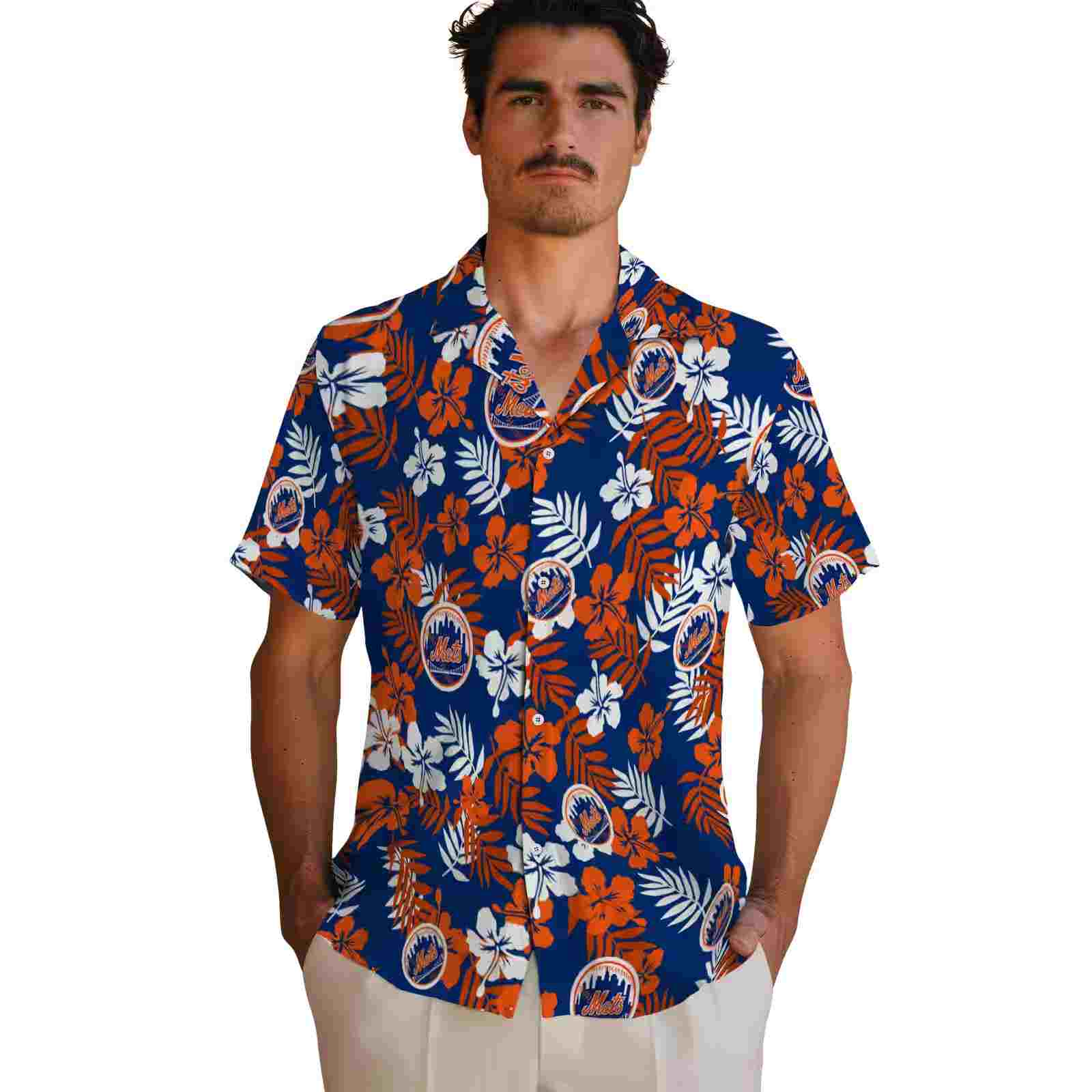 new york mets tropical floral blue hawaiian shirt fashion forward