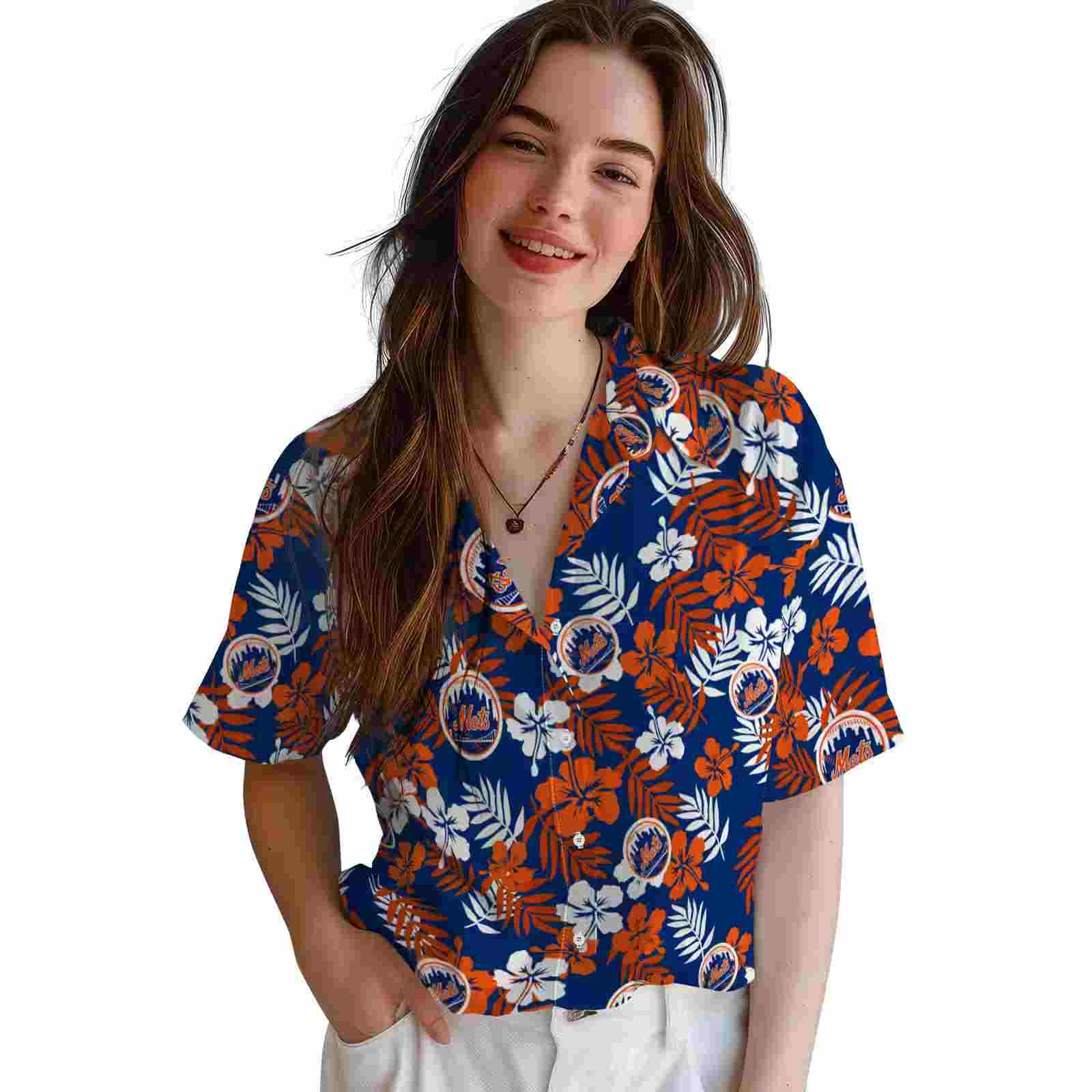 new york mets tropical floral blue hawaiian shirt latest model