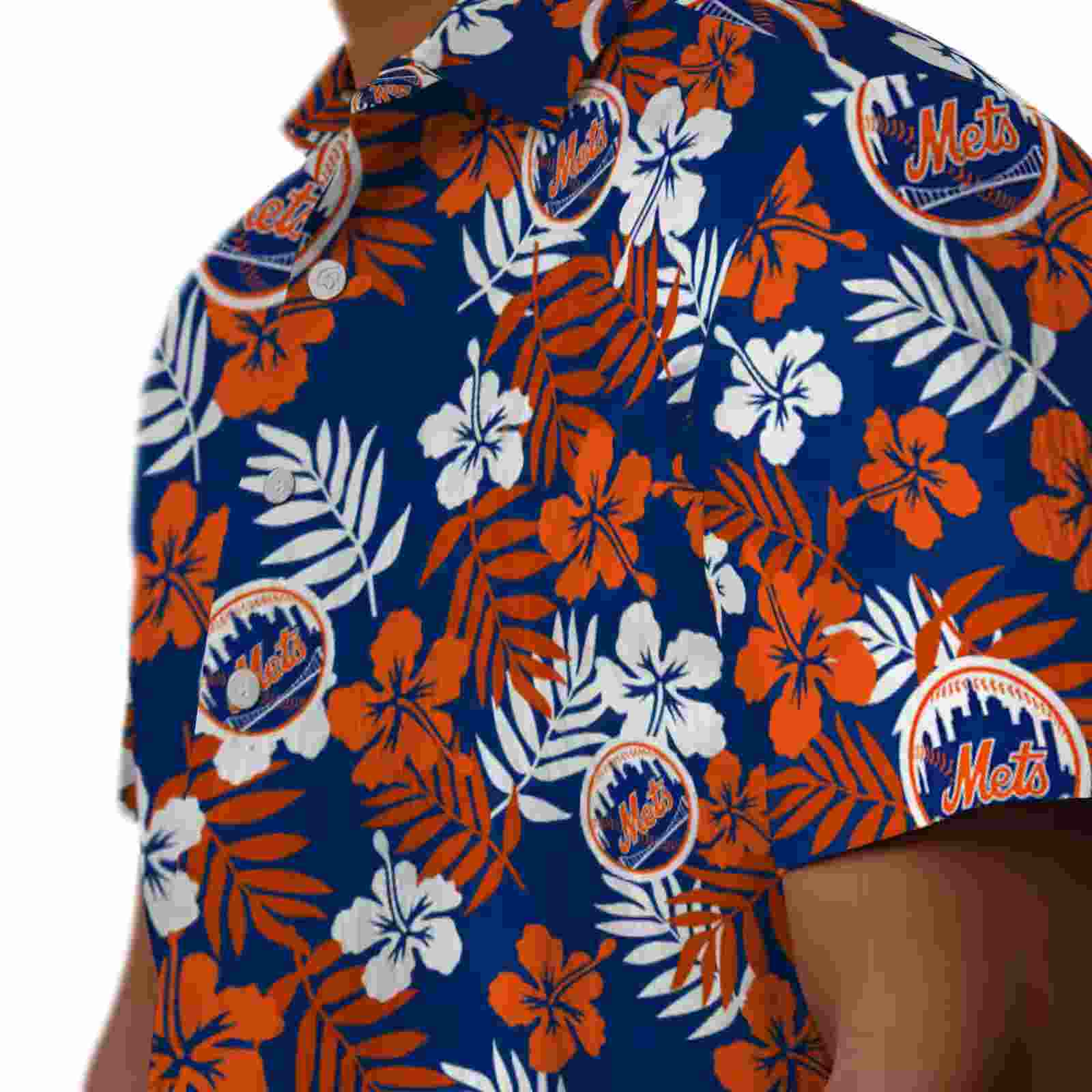 new york mets tropical floral blue hawaiian shirt trendy