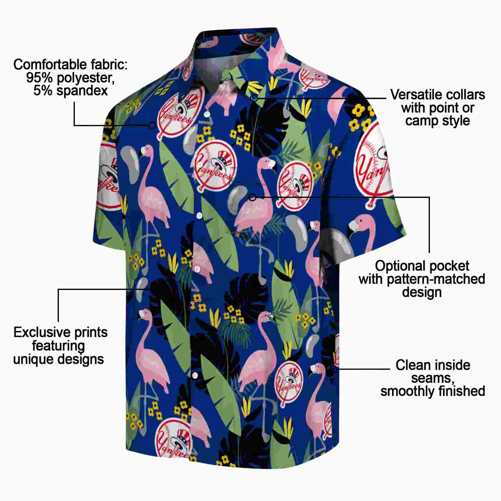 new york yankees flamingo leaves navy hawaiian shirt new arrival