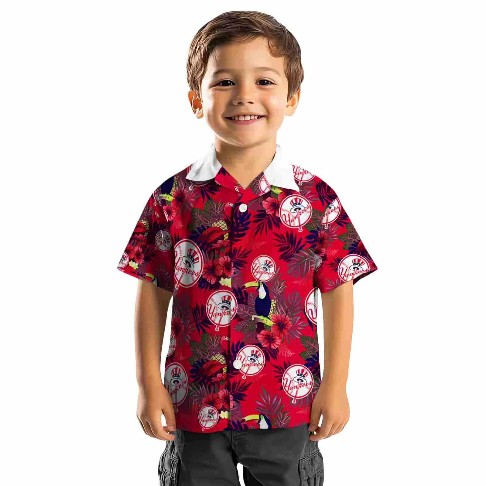 new york yankees floral toucan navy red hawaiian shirt top rated