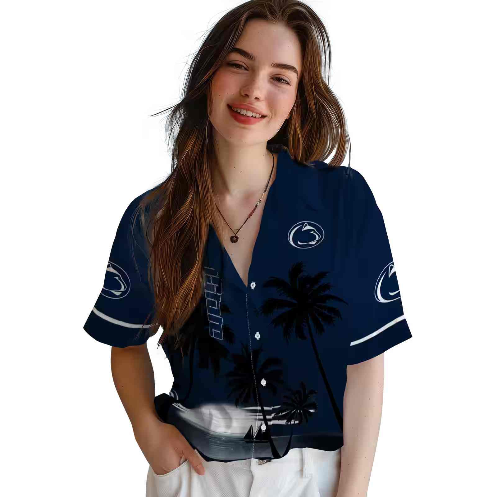 penn state nittany lions beach sunset blue black hawaiian shirt latest model